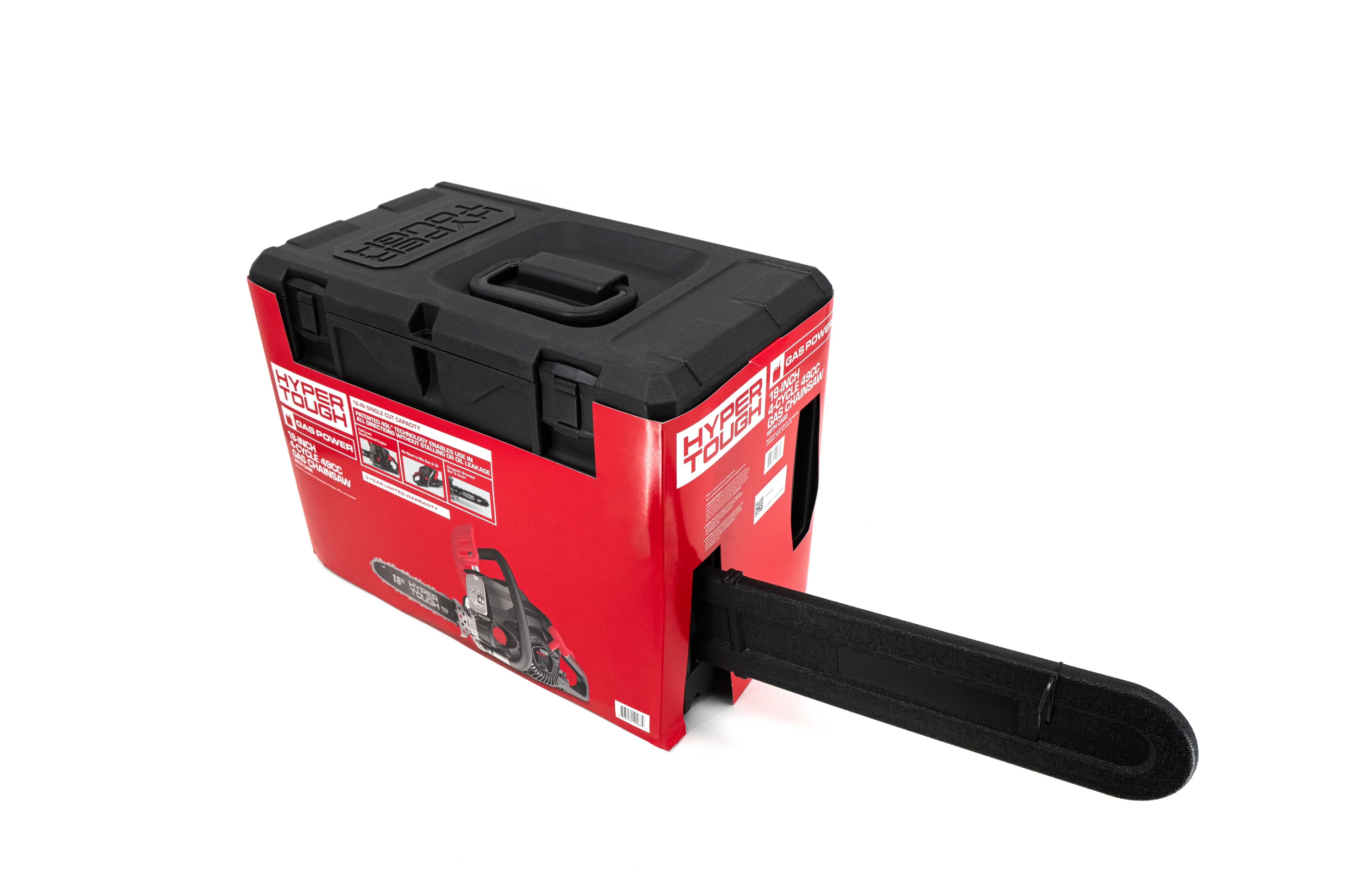Versatile Chainsaw with Chain Brake, 18" Oregon branded bar and chain, 18" 49cc 4-Cycle Gas Powered - Black/Red Model 713B9D