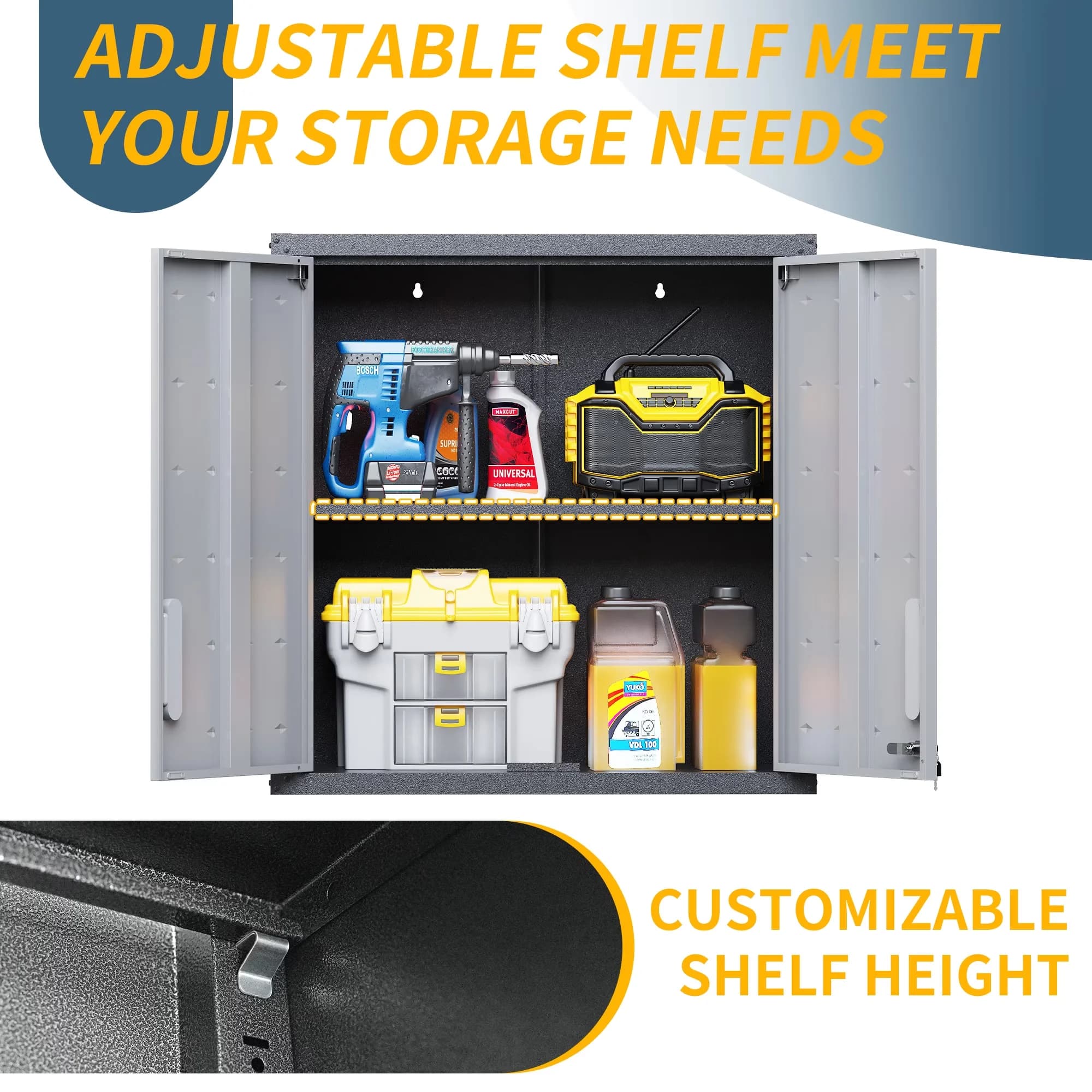 Innovative Garage Storage Supply with Rolling, Heavy Duty, Lockable Wheels - Gray Metal for Garage Model E6EB88