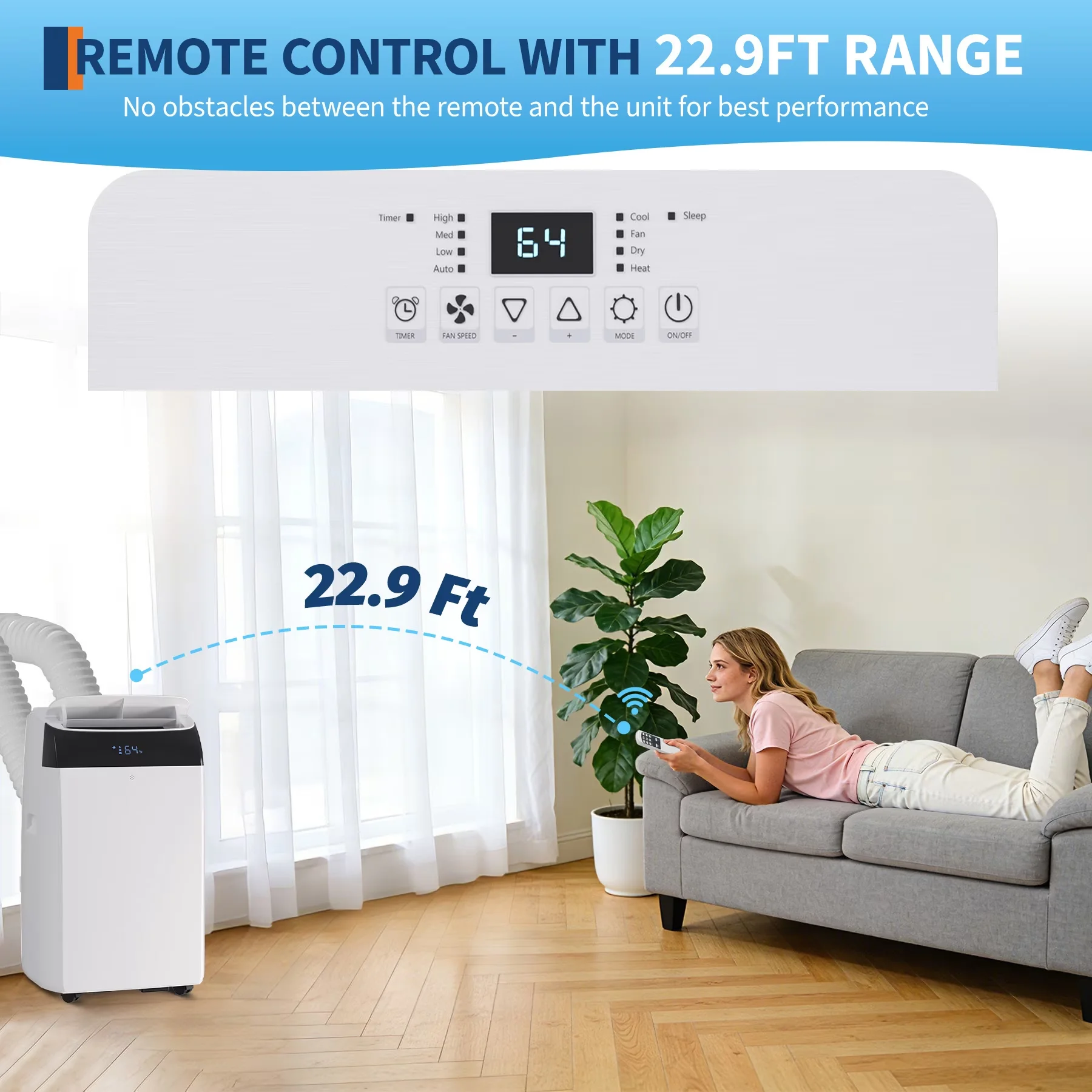 Durable Air Conditioner with 14000 BTU, Timer, Variable Speed - White for Large, Rooms Model 36FBDF