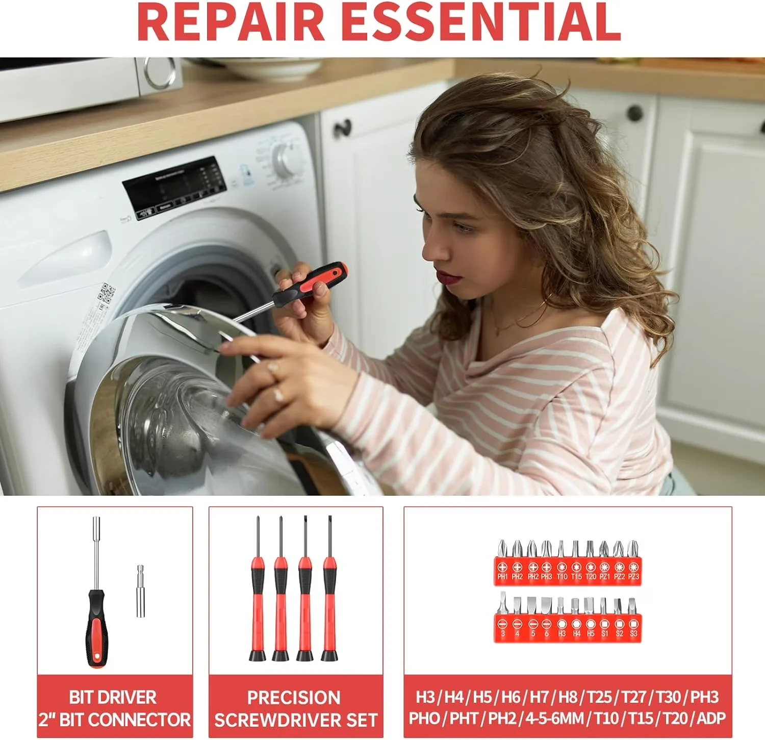 Compact Hand Tool Set with Easy Care, Adjustable, Compact for Home, Garage - Model 6F952F