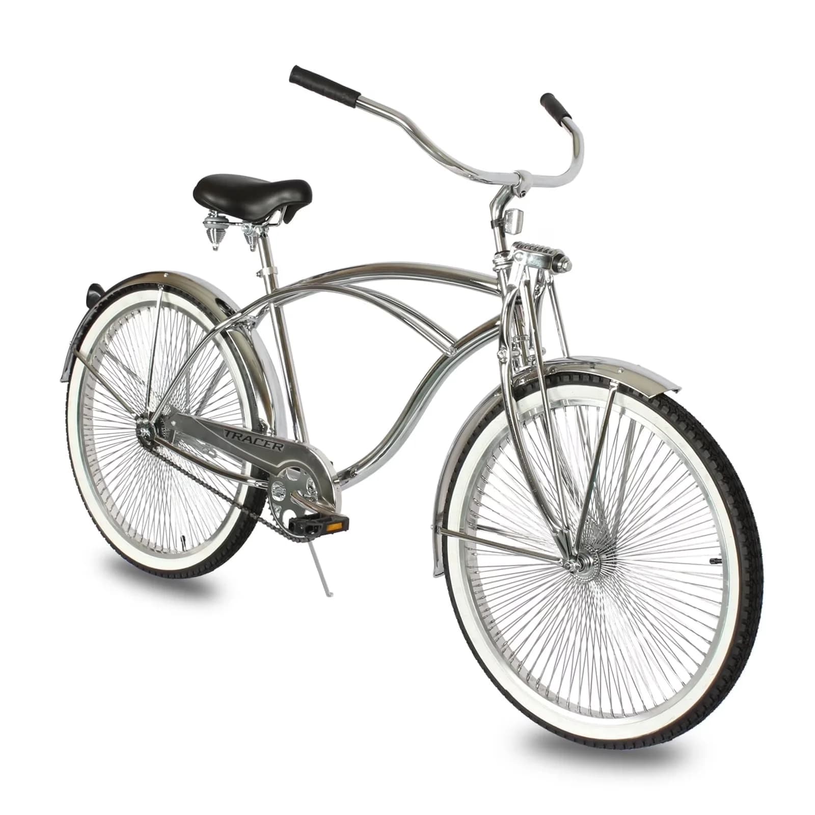 Versatile Cruiser Bike with Adjustable Seat, COLORS:Chrome, STEM:Alloy 22.2x25.4x1180mm, Ext: 80mm - Chrome Model 6BA746