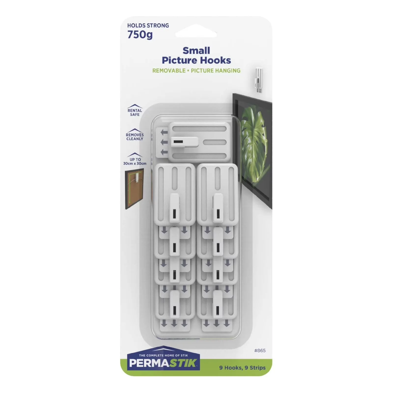 Versatile Damage-Free Hanging with Easy Installation, Holds up to 1.65 lbs (9 Pack) - White Abs Plastic Model A224F5