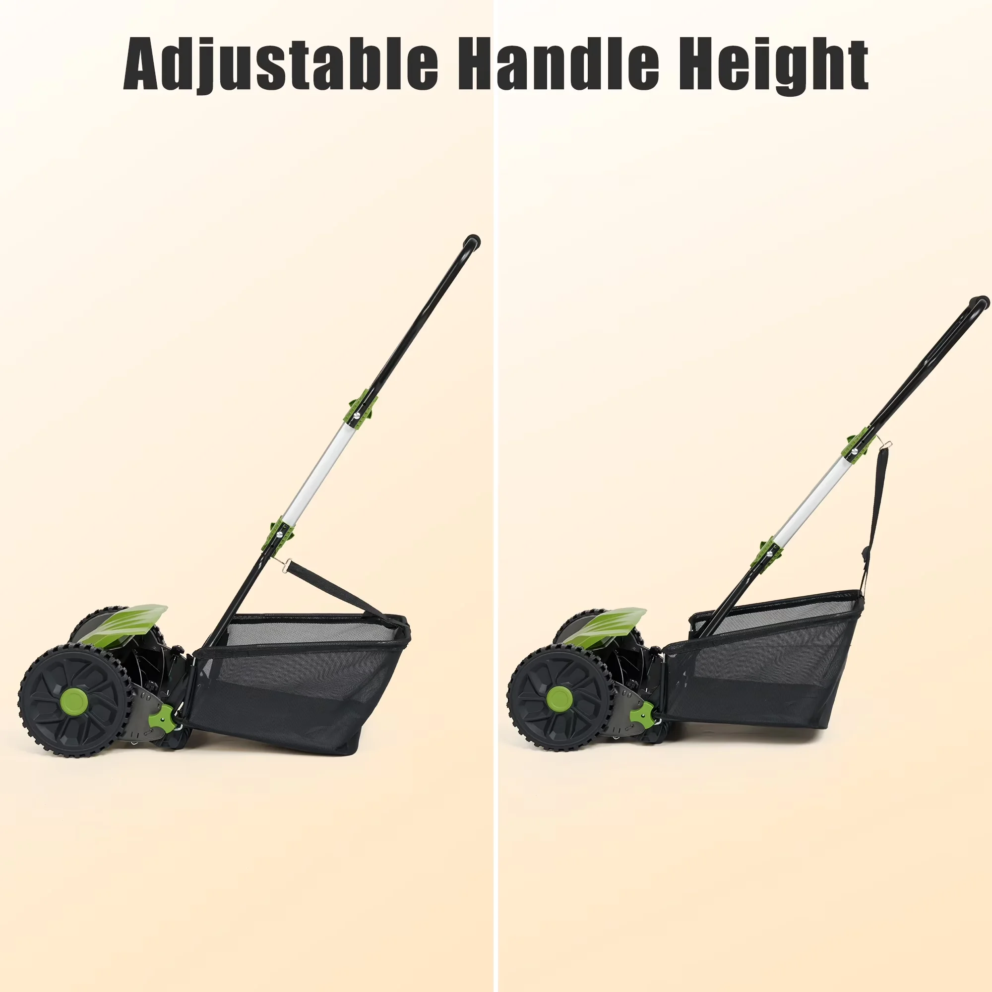 Push Mower Sleek with Adjustable, 8-gal Grass Catcher - Green 16inch - Contemporary Style Model 5170EC