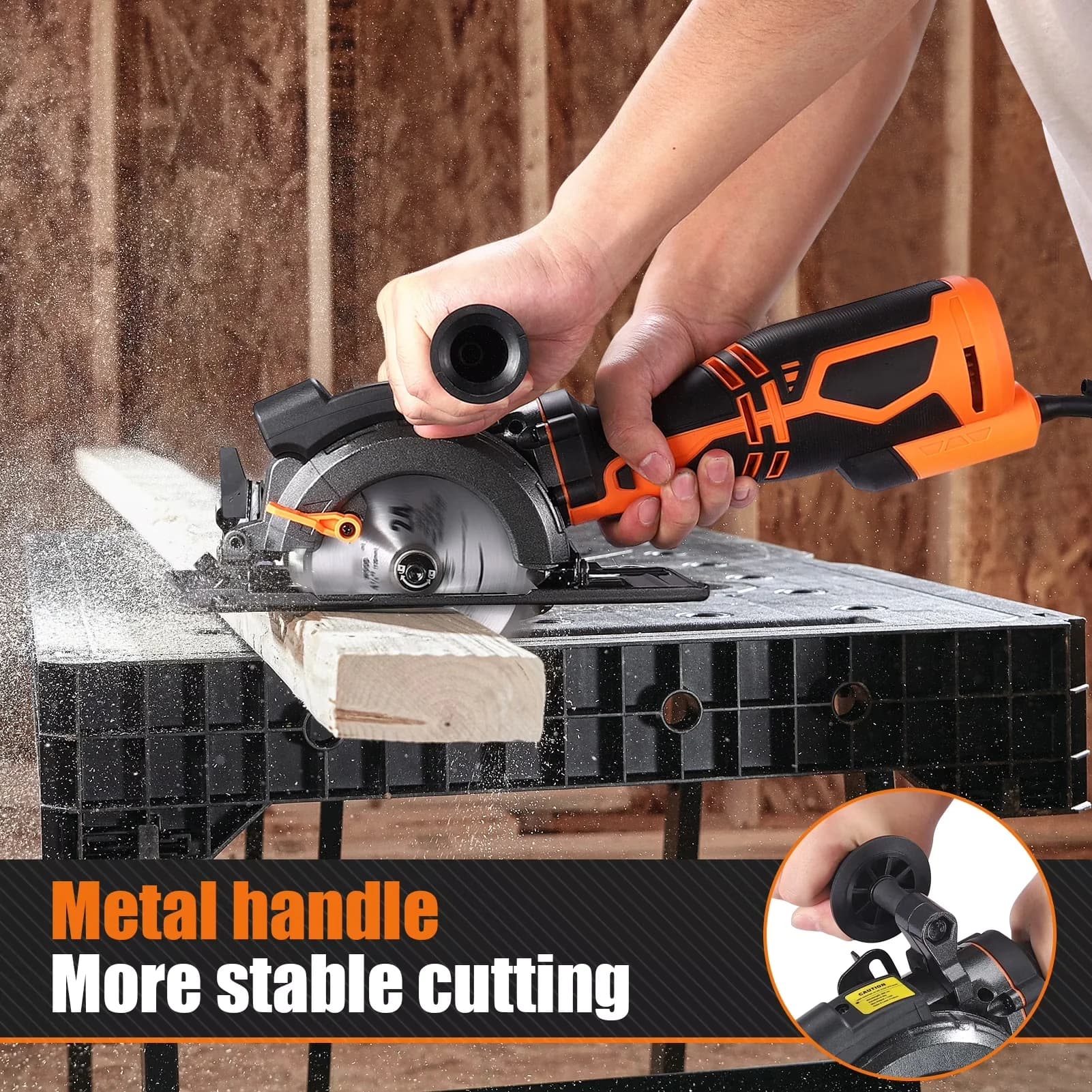 Durable Power Saw with Metal Handle, Max Cutting Depth 1-11/16'' (90°), 6 Blades - Model 9473DA