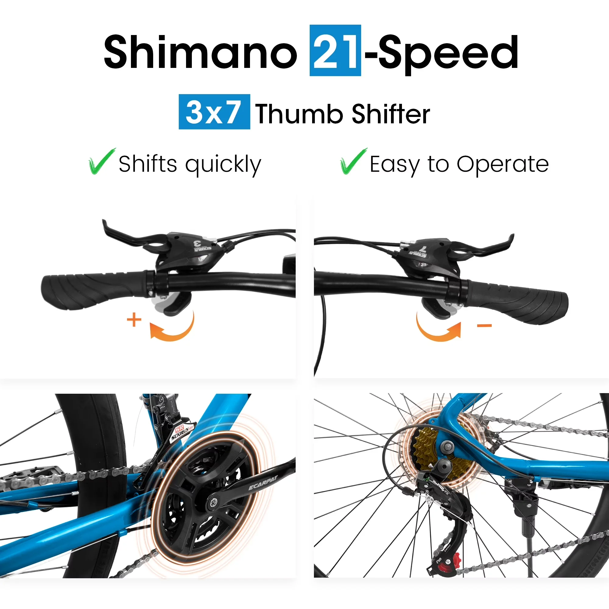 Durable Road Bike with Adjustable Speed, Lightweight, Adjustable Seat Height - Blue Model 721C75