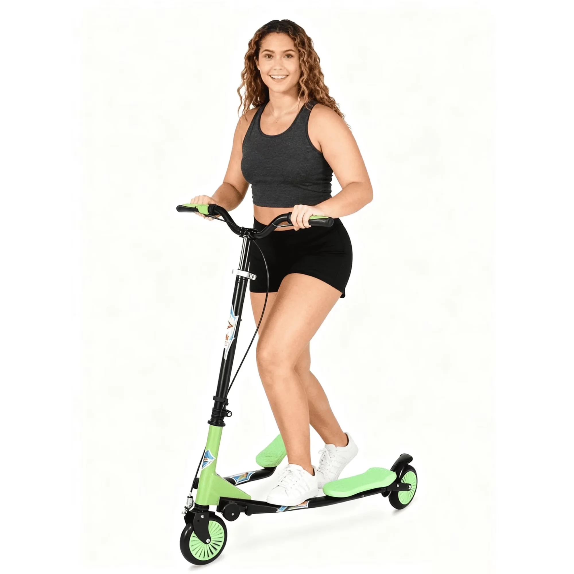 Innovative Scooter with Compact, Foldable, Lightweight - Iron Green Wiggle Model B3AA22