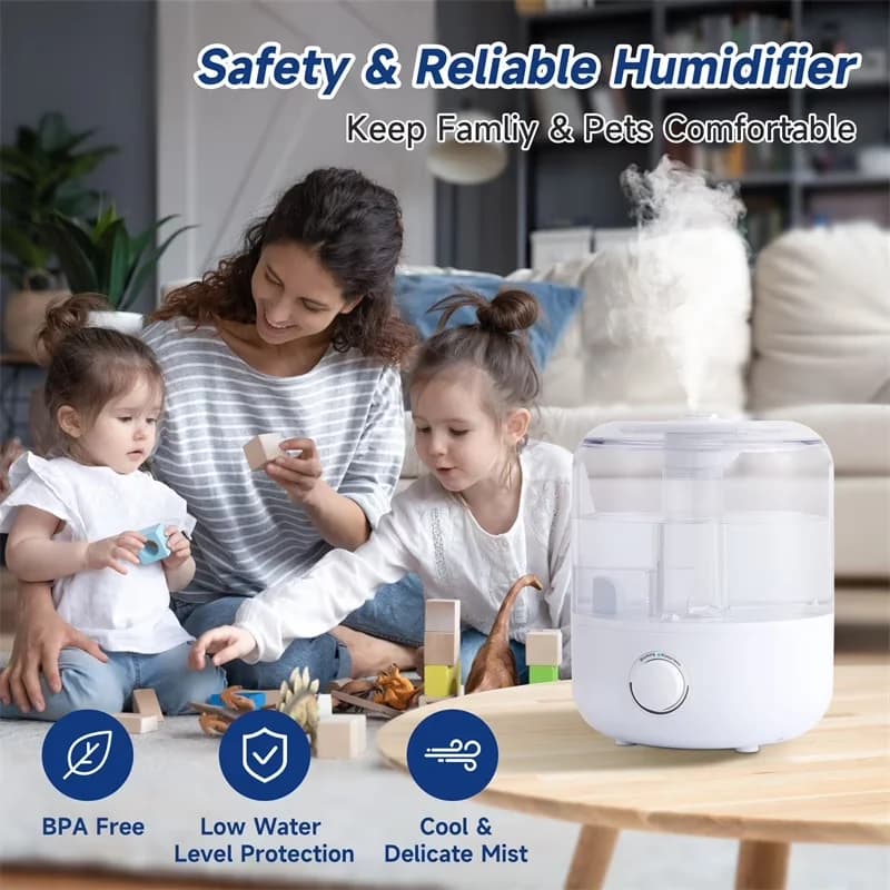 Humidifier Versatile with Cool Mist - White for Bedroom, Home - Universal Fit Model 9F32BF