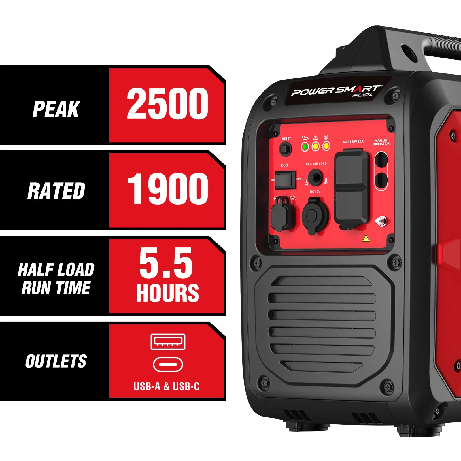 Generator Efficient with 2500W, Overload Protection for Camping - Quality Construction Model 9EDDB4