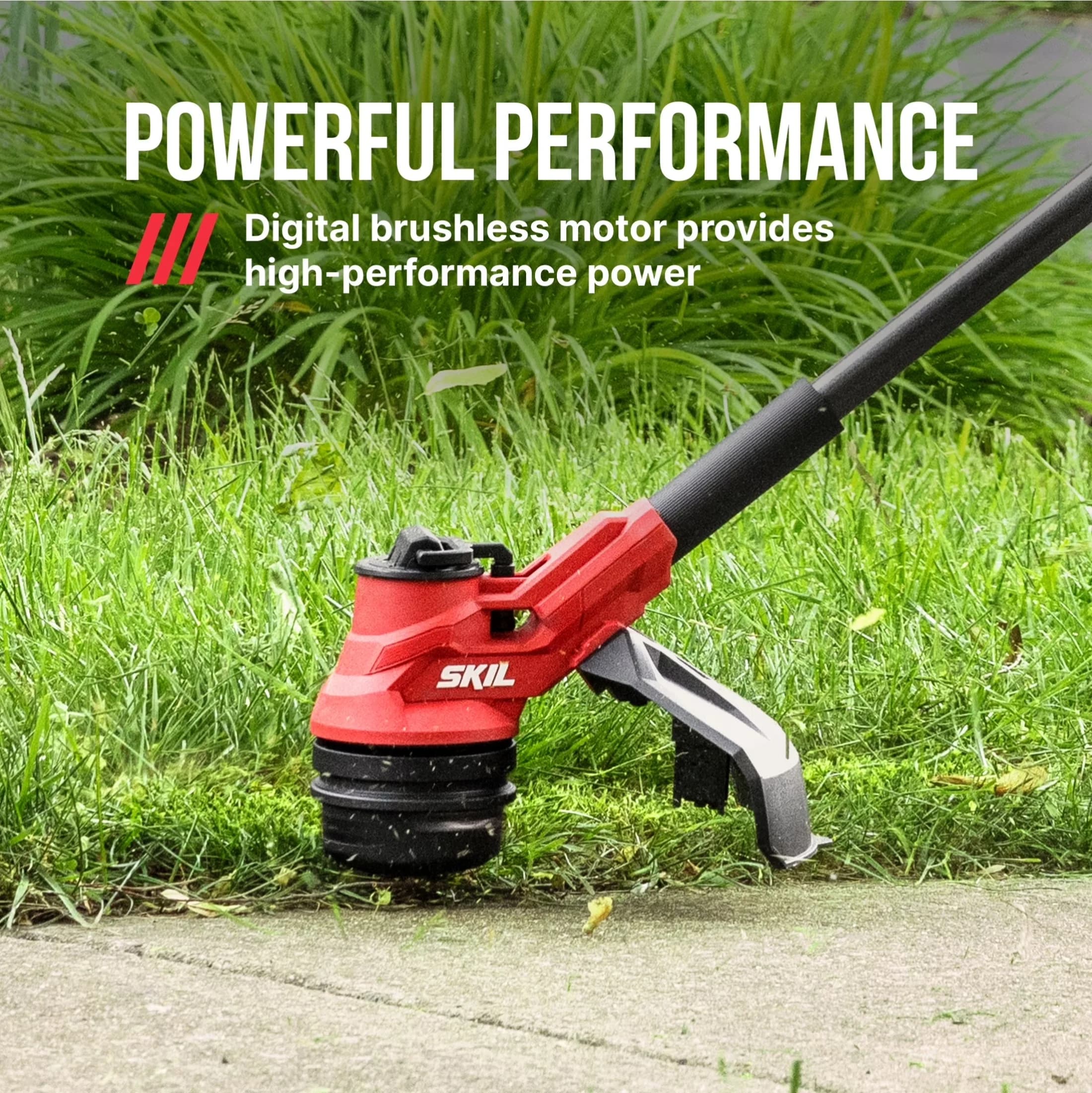 Premium String Trimmer with Battery, 60W, 40V - Red - Space-Saving Design Model F55BBF
