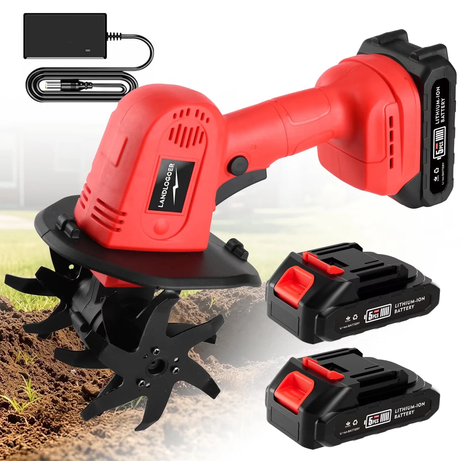 Versatile Trillers Cultivator with Battery, Red cultivator Battery *2, Tiller - Model 5FA8AA
