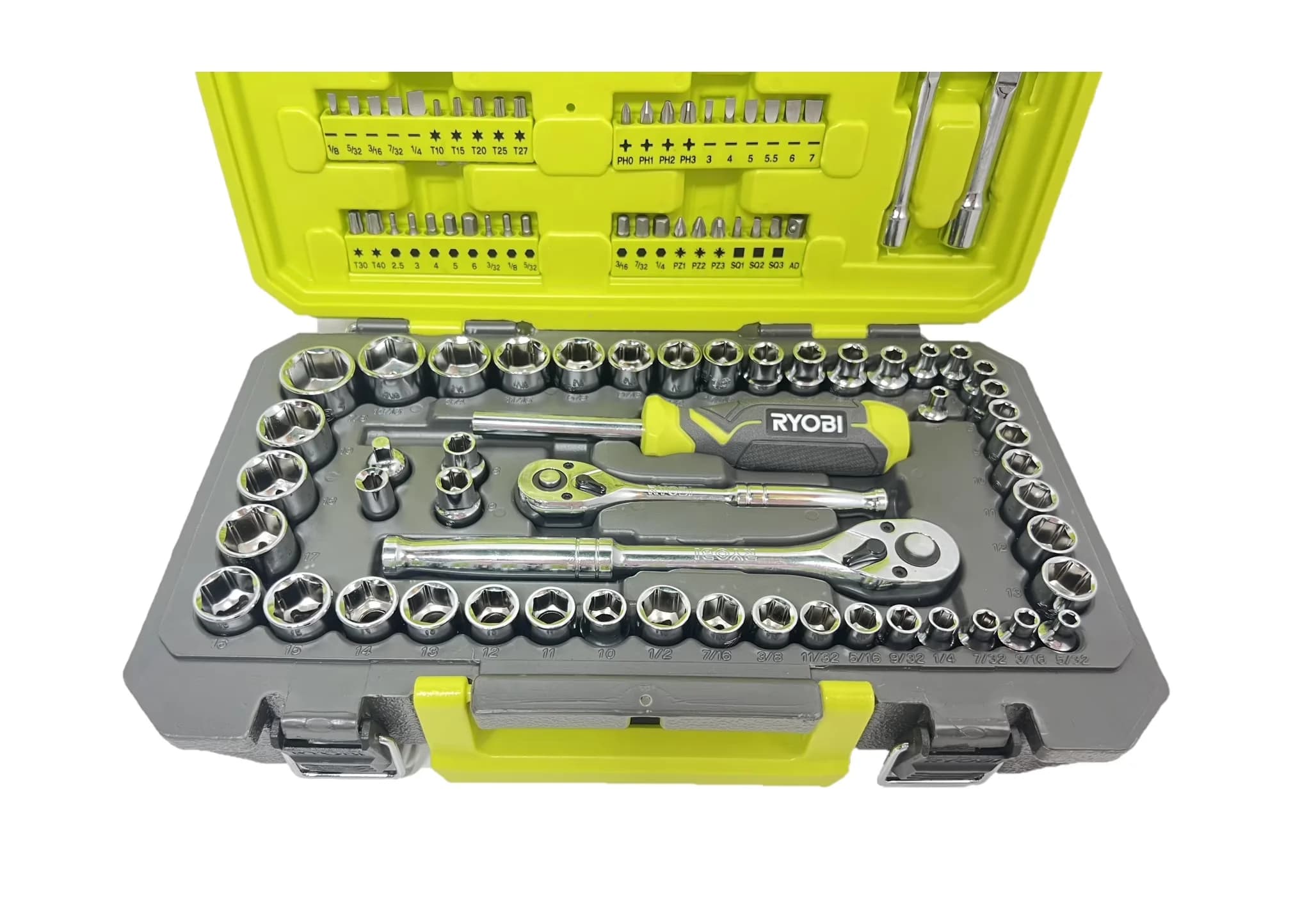 Sleek Hand Tool Set with 97 PC. 1/4" & 3/8" Drive Mechanics - Silver Steel Model 7B9203