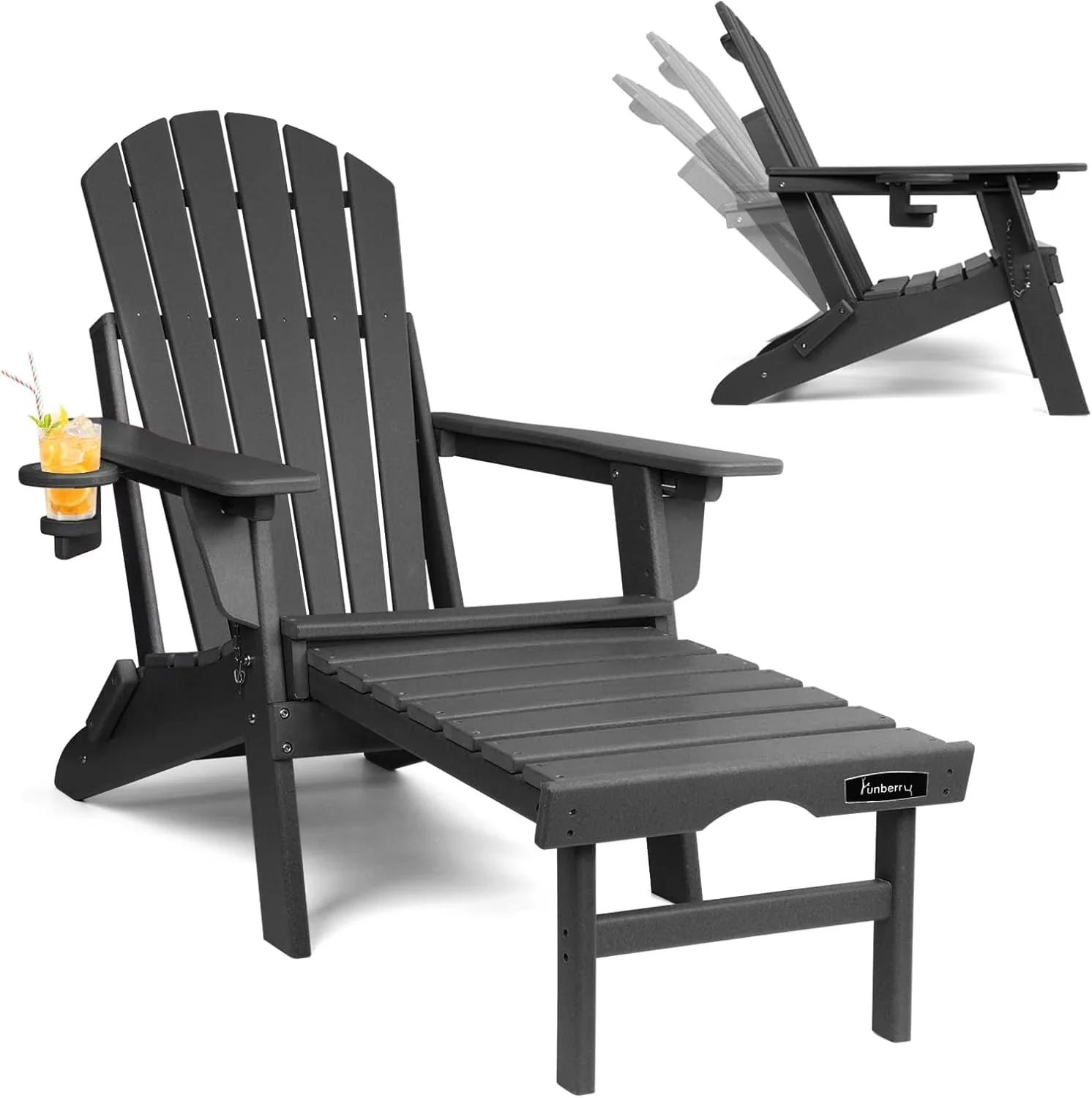 Patio Chair Durable with Folding, Plastic Adirondack Chairs - Black Plastic Model AE48D1