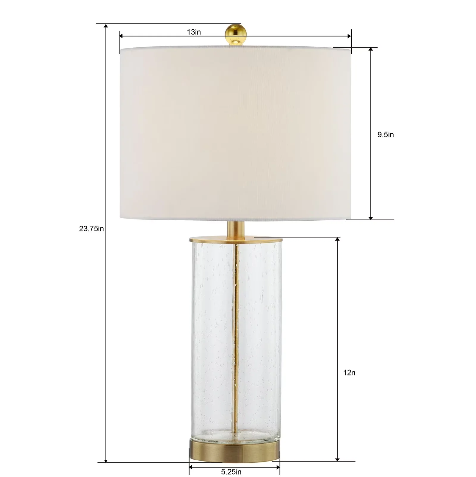 Efficient Table Lamp with Incandescent, Bedside Lamps - Metal|Glass Gold Model 3EF323
