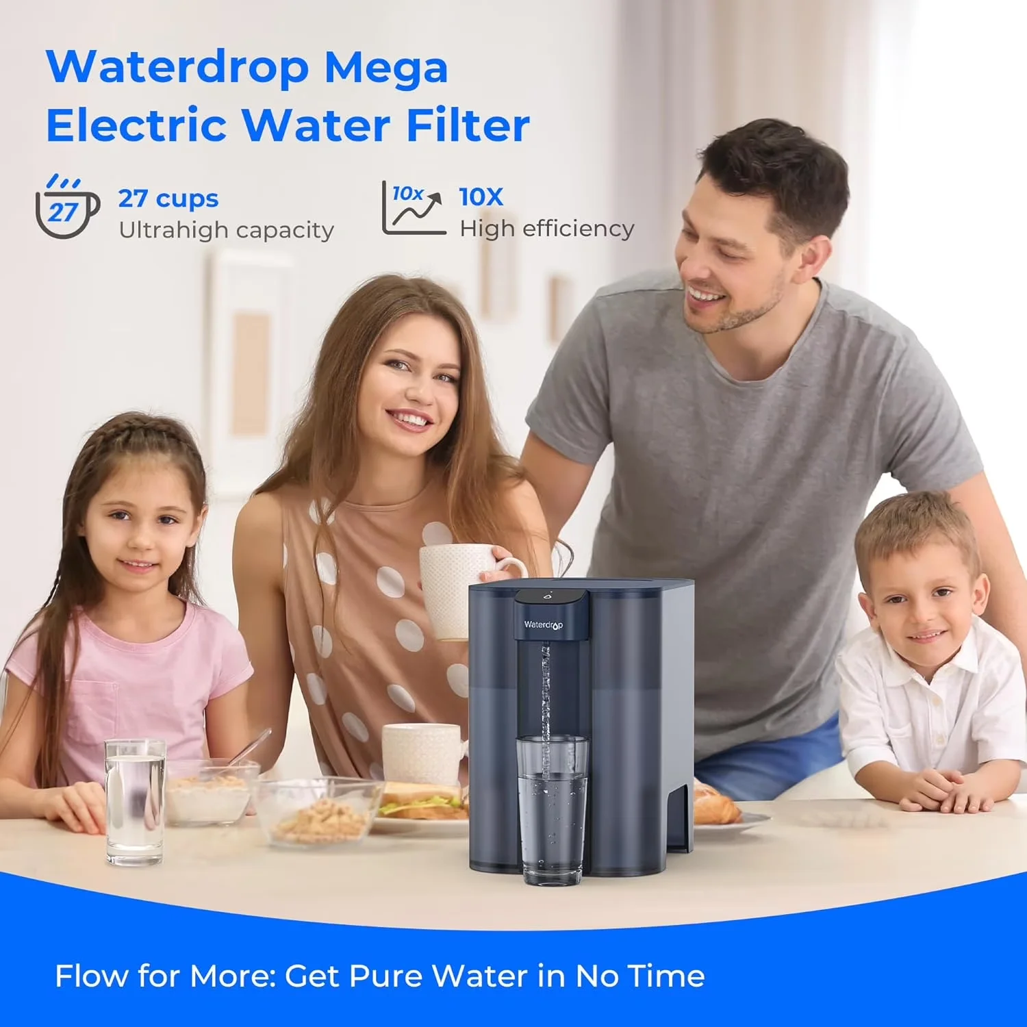 Water Filtration Quality with NSF/ANSI 42&53&401&372, ED04B-L Mega Electric Filter Dispenser, Lead - Blue Bpa-Free, Carbon Block Model 5E762C