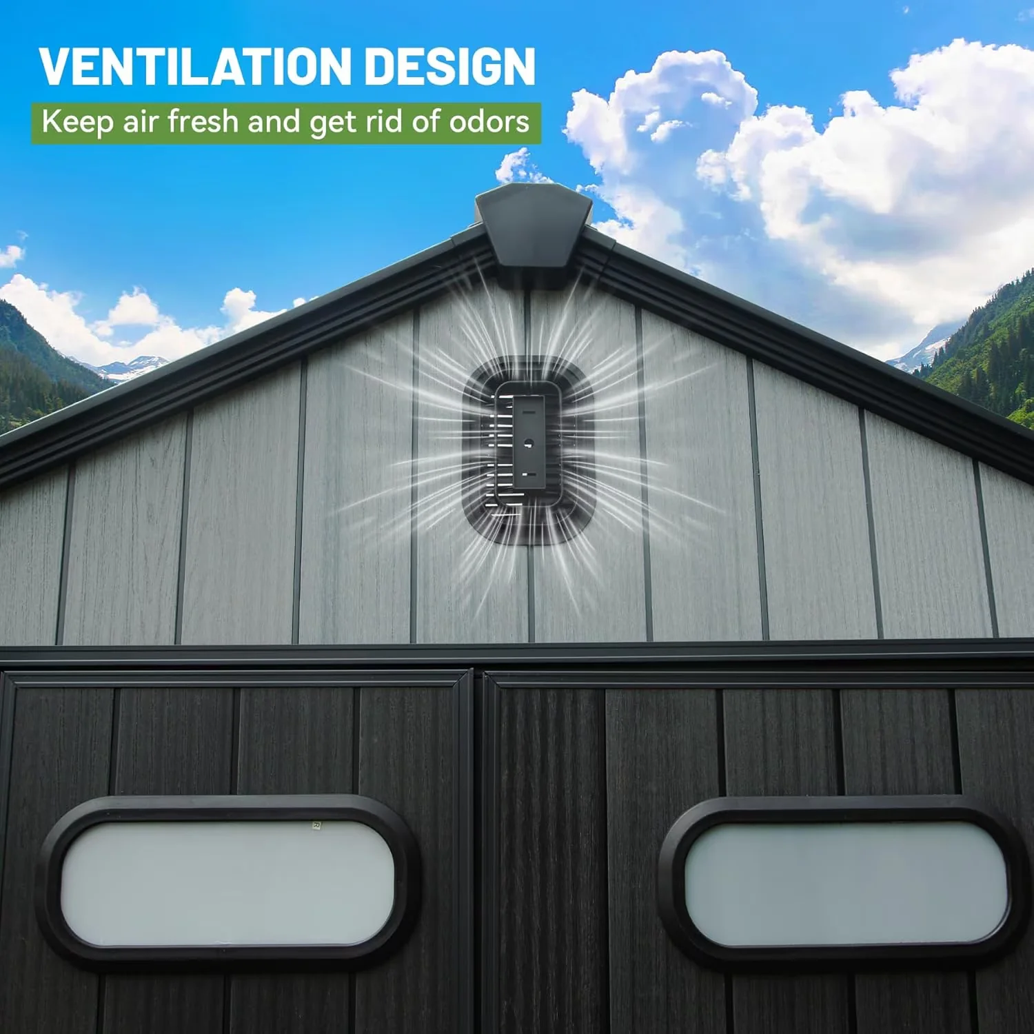 Shed Stylish with Waterproof, Waterproof Plastic Garden, Lockable Doors - Resin Gray Model 3069C9
