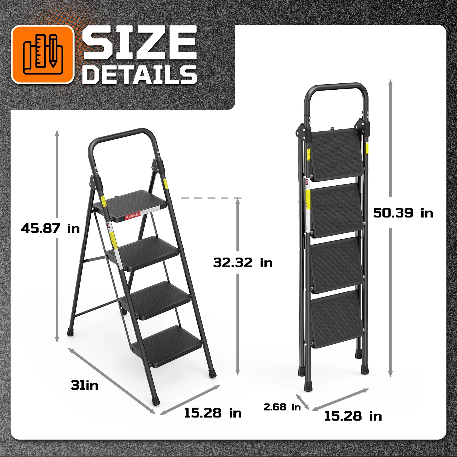 Essential Building Material with Lock-On Button, Anti-Slip Pedal - Metal Black Model 71C649