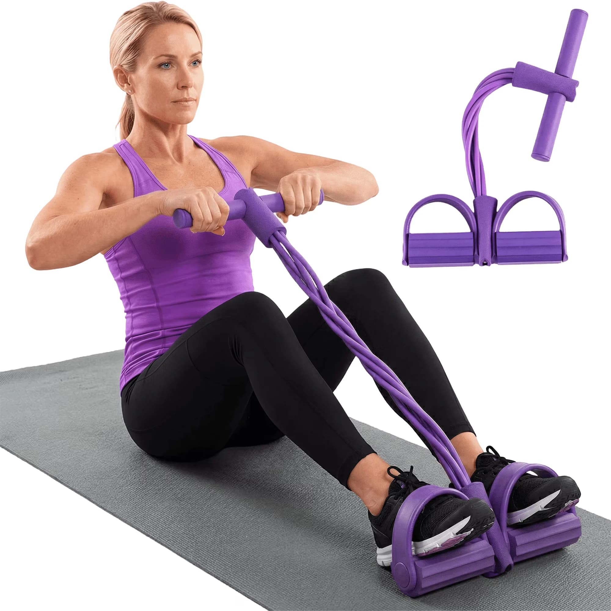 Efficient Home Gym Accessory with Anti-Slip, Pedal Resistance Bands - Purple Enviromental Foam & Pvc Model 2B9016