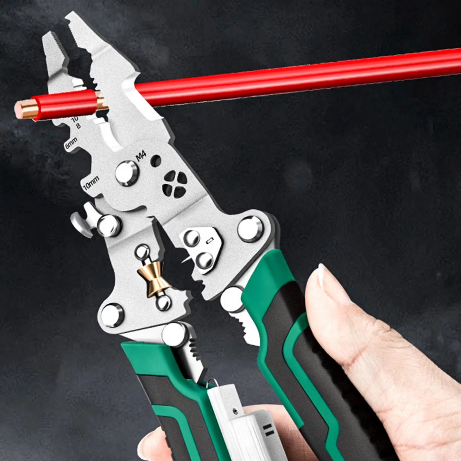 Premium Woodworking with Folding, 8 In 1 Foldable Wire Stripper - Green Model B8DC33