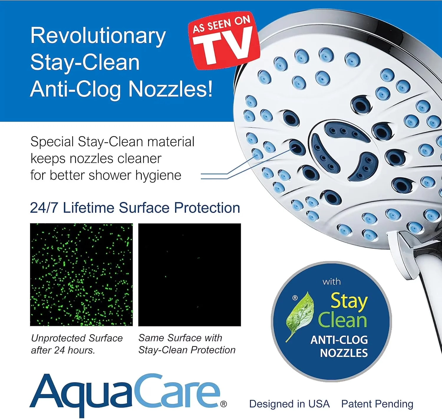 Modern Shower Head with Easy To Install, Built-in 2-mode Power Wash - Abs, Stainless Steel Silver Model 9AEDA4