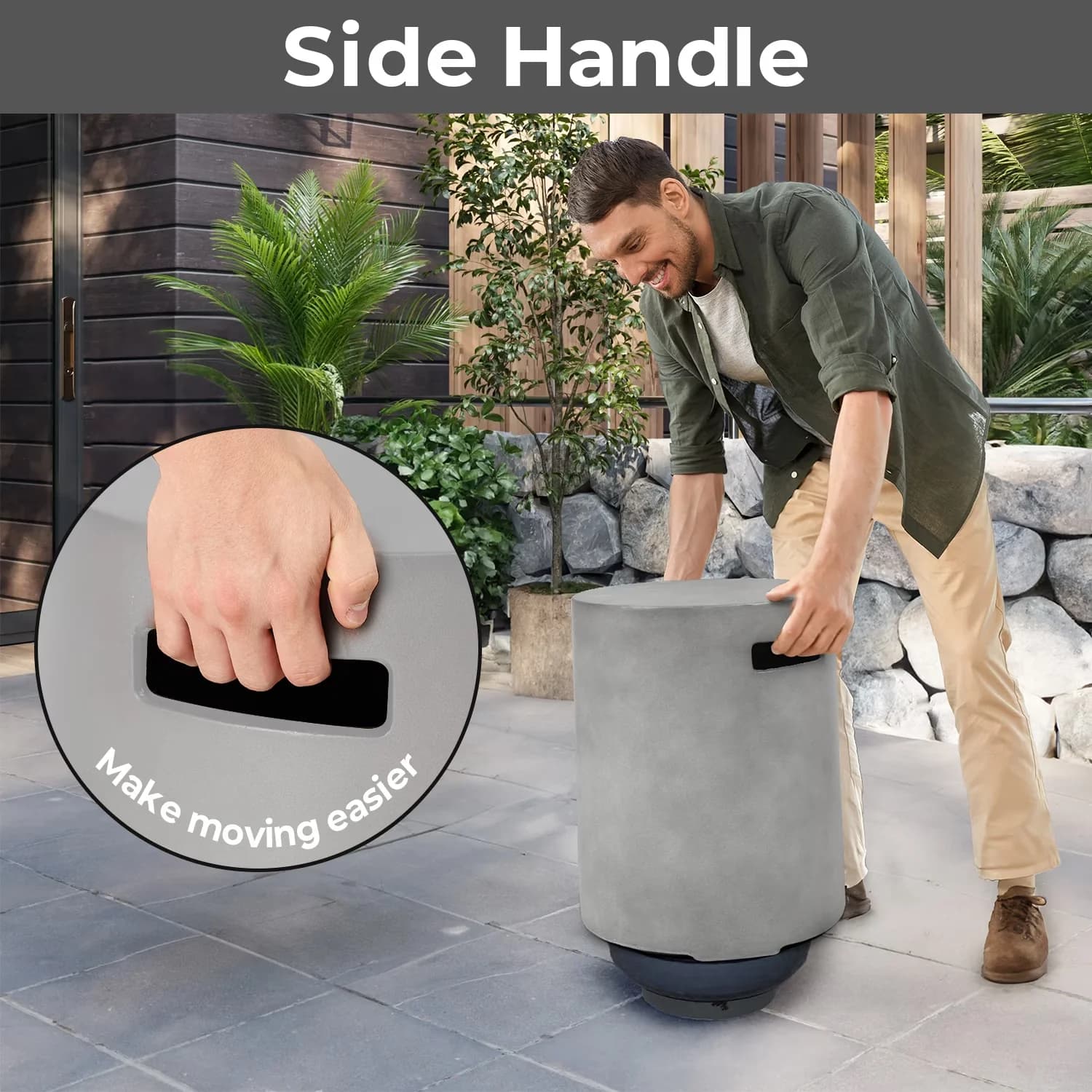 Innovative Outdoor Heating with Weatherproof, Portable - Gray Concrete-Terrafab (Patented Material)) for Patio Model DCA00D