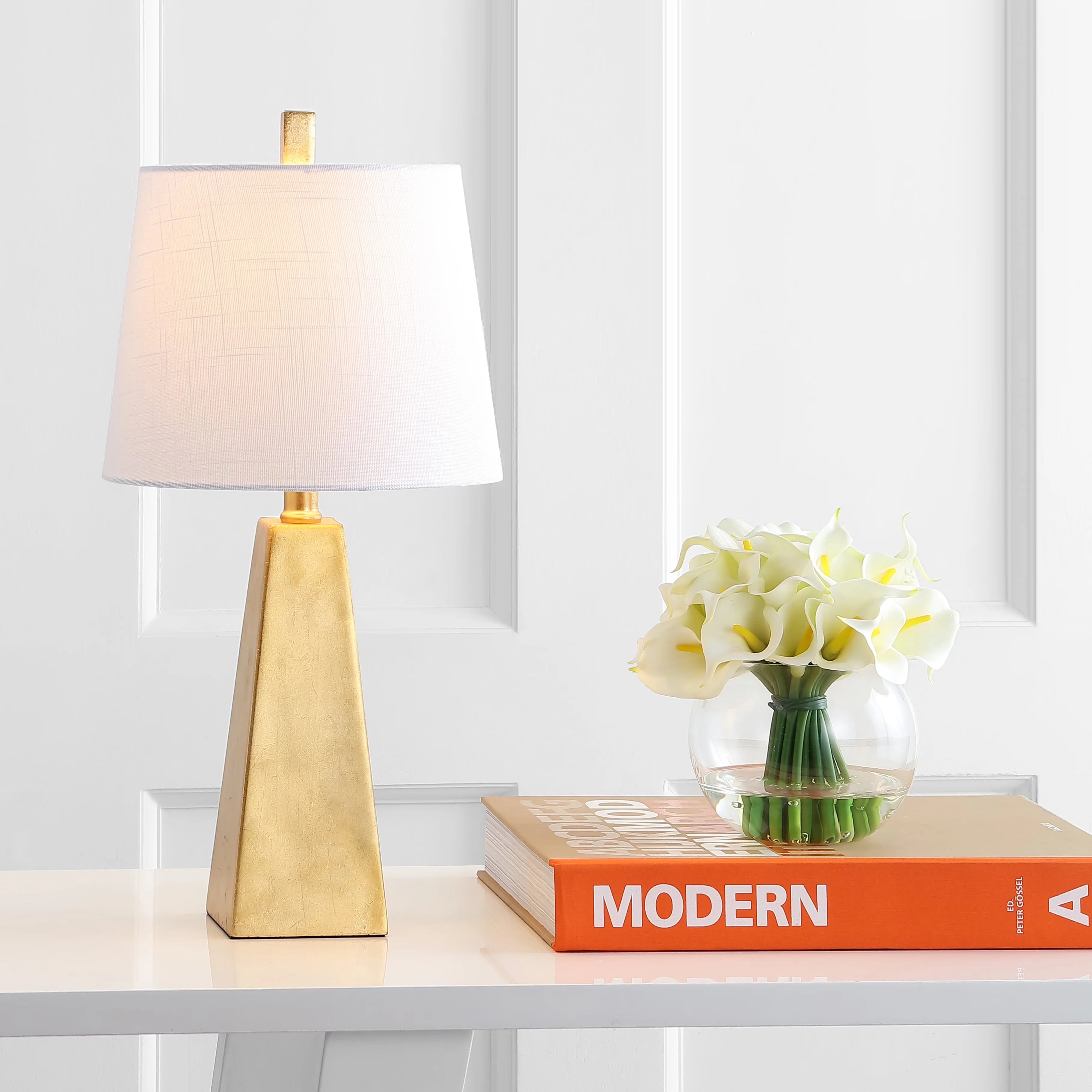 Efficient Table Lamp with LED, Modern, Owen 20.5" Contemporary Resin LED - Resin Gold Model AD4D98
