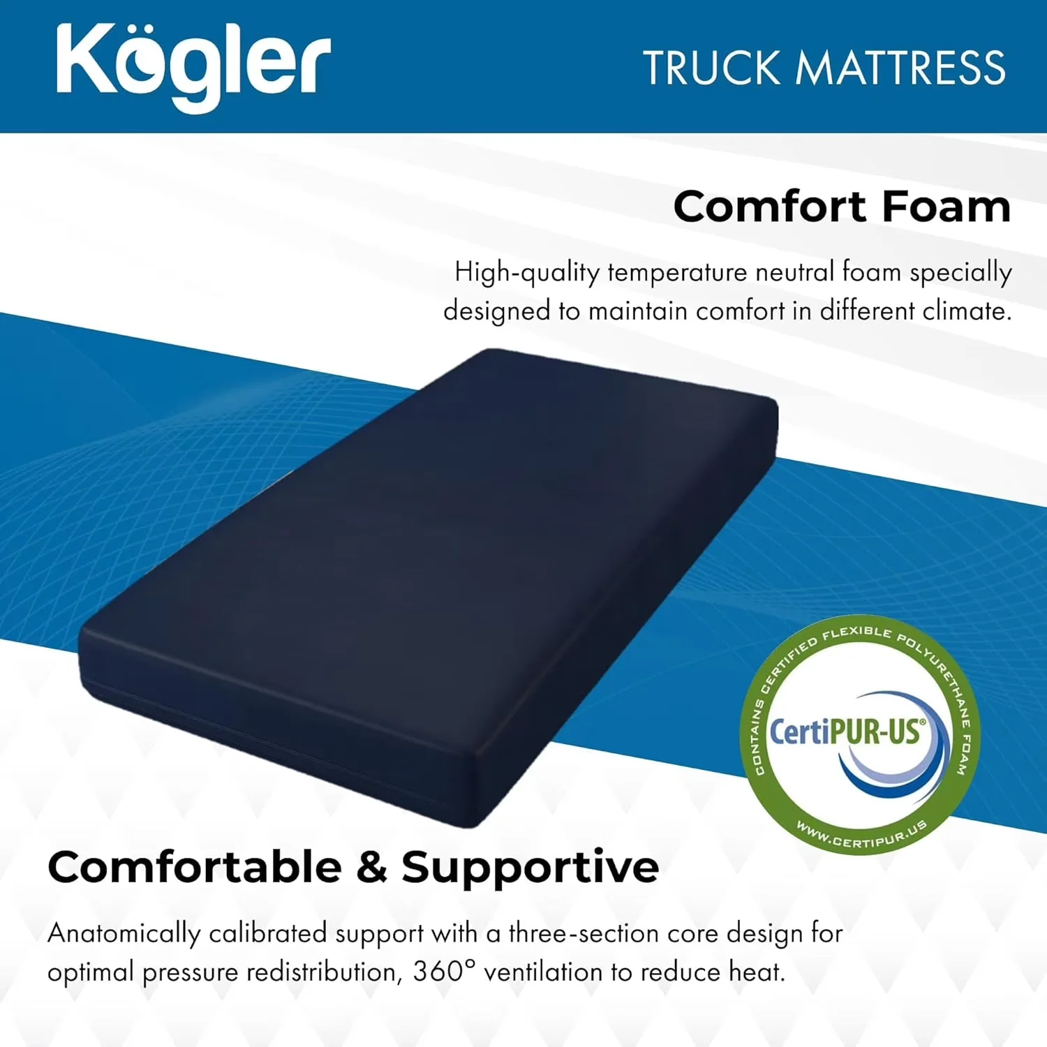 Mattresses Accessory Versatile with Breathable Construction, Gel-Infused Memory Foam, Navy - Water Resistant Blue Model 643877