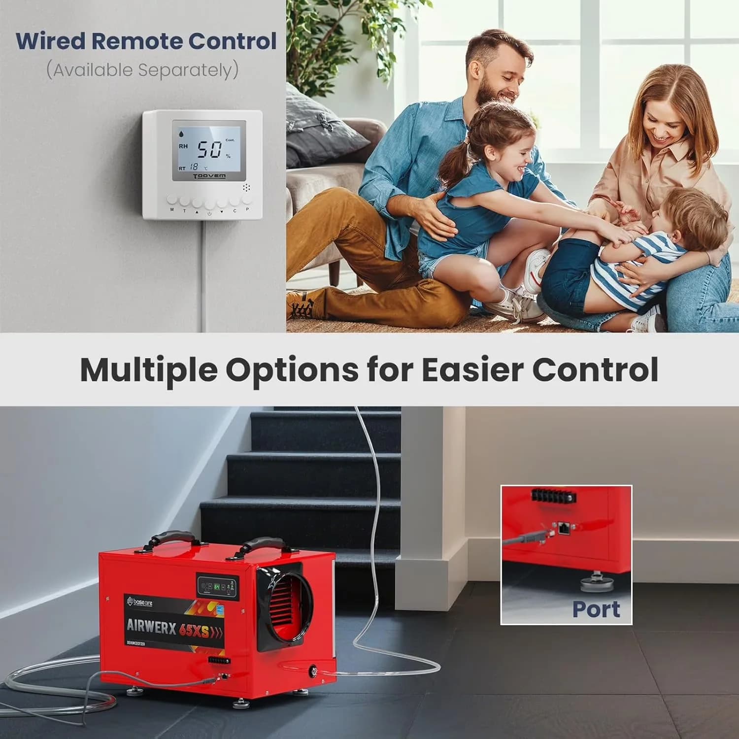 Innovative Dehumidifier with Smart Technology Capable, Remote Controlled, Adjustable Humidistat - Red Model 03B95F