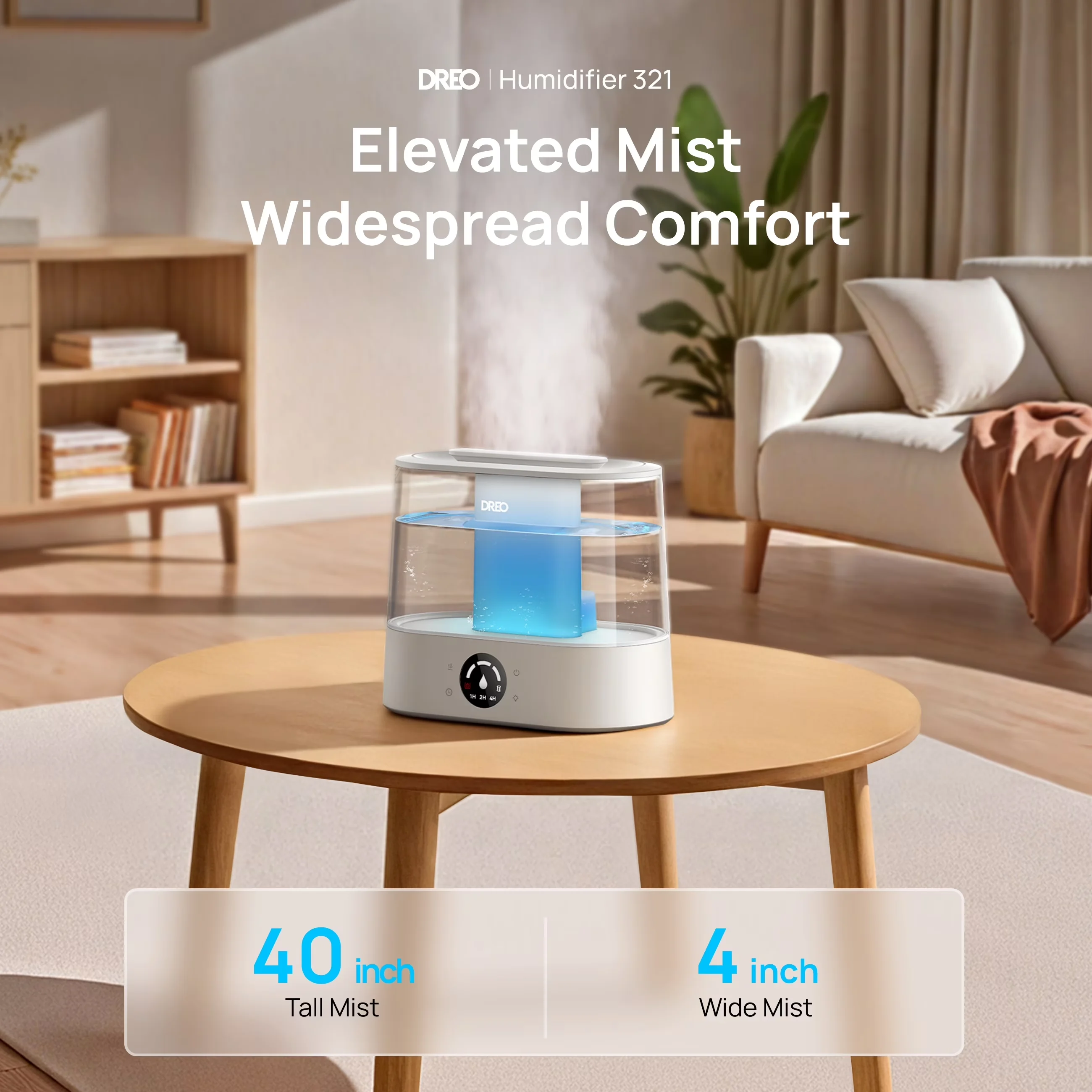 Modern Humidifier with Variable Speed, Empty Tank Indicator - White for Large Model 5DAD6B
