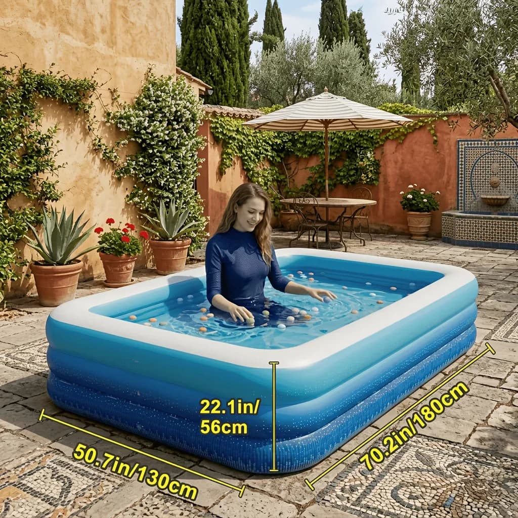 Efficient Inflatable Pool with Suitable for Everyone, Quick Drainage - Blue Model 4D2DDE