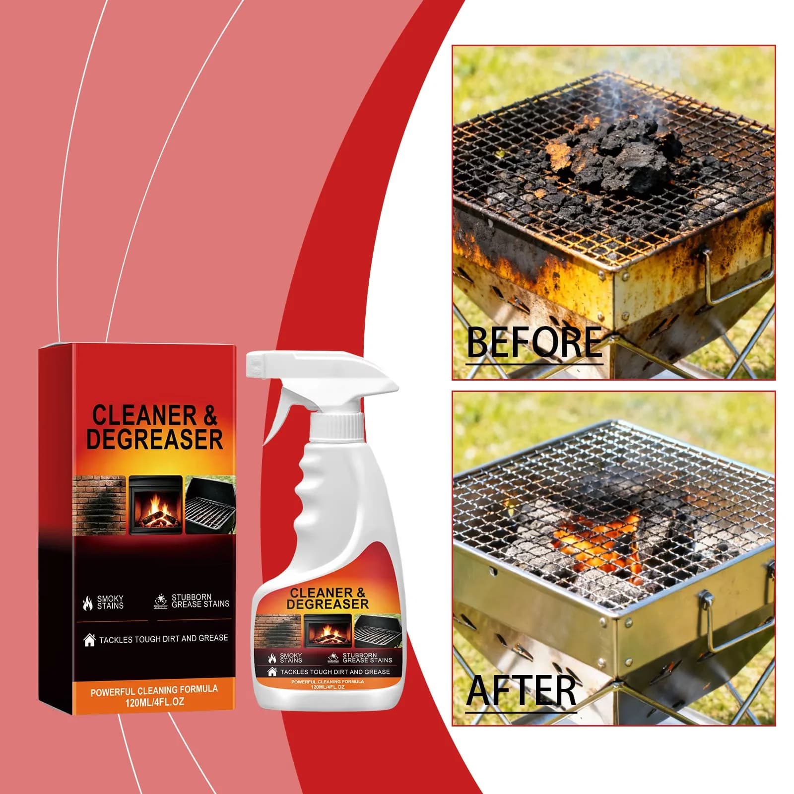 Professional Combo Grill with Grill Cleaner Spray Heavy Duty, Fume Free Fast Acting Non-Toxic - Model C2CED2