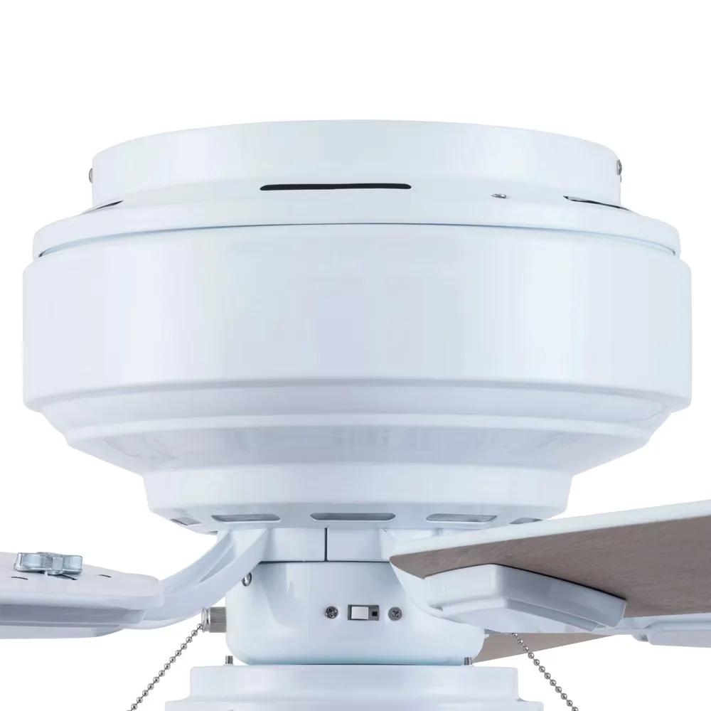 Quality Ceiling Fan with LED, Reversible Blades, Contemporary - White Glass Model 63CA40