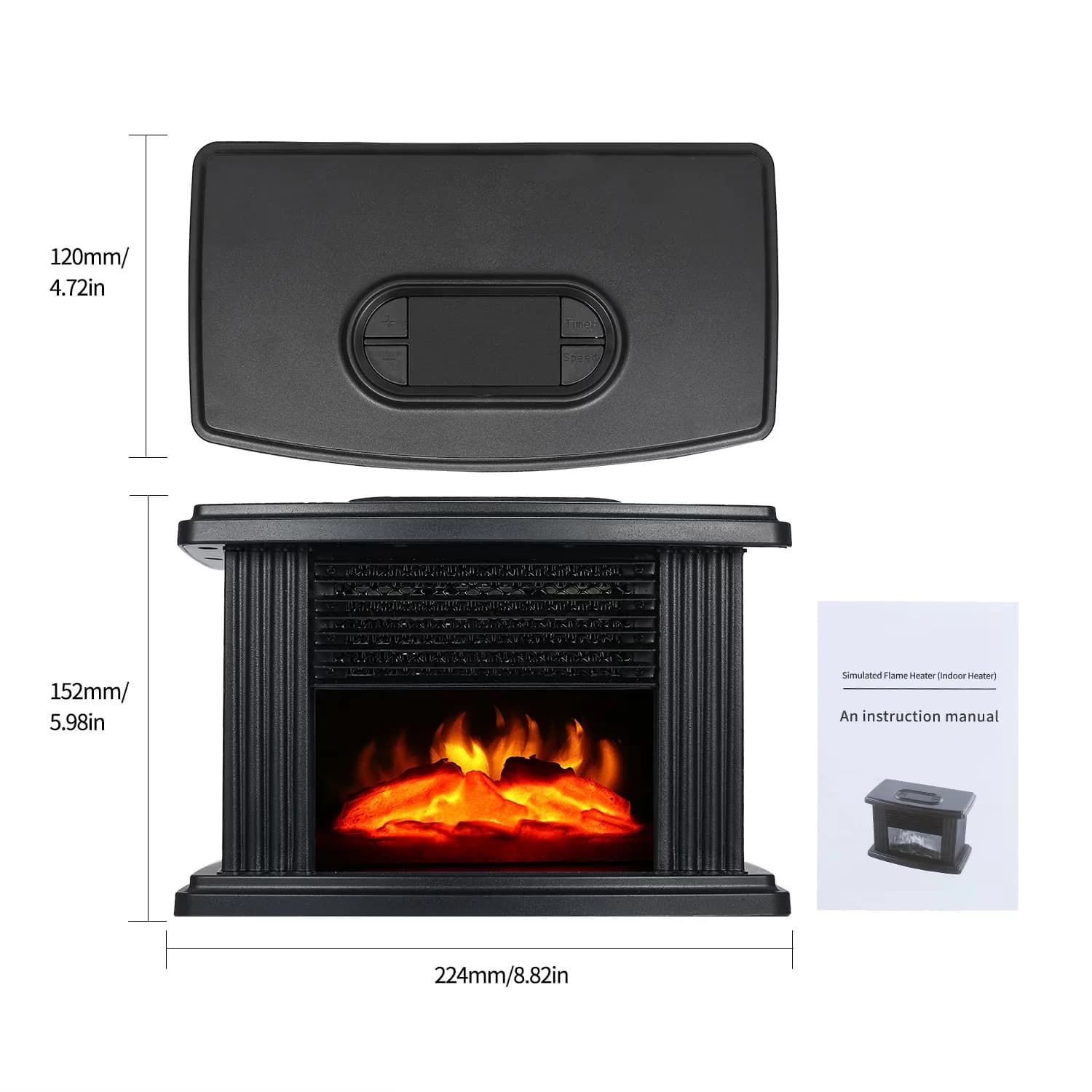 Premium Portable And Electric Space Heater with 1000W, Temperature Controlled - Black for Indoor, Bedroom Model 0DBBE6