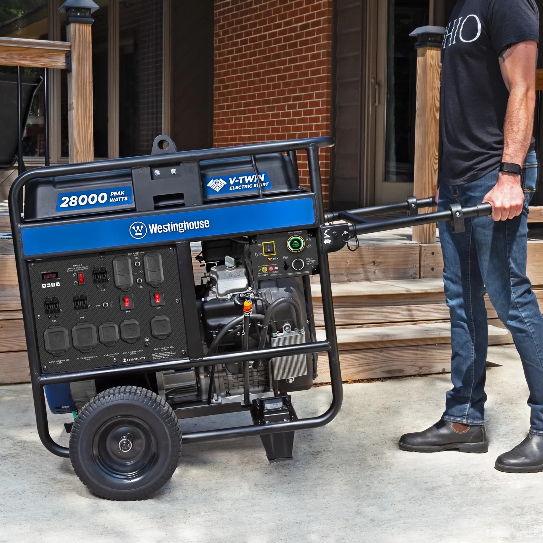 Efficient Generator with Remote Electric Start, CO Sensor, 28000 Peak Watt Home Backup Portable - Model 8E304A