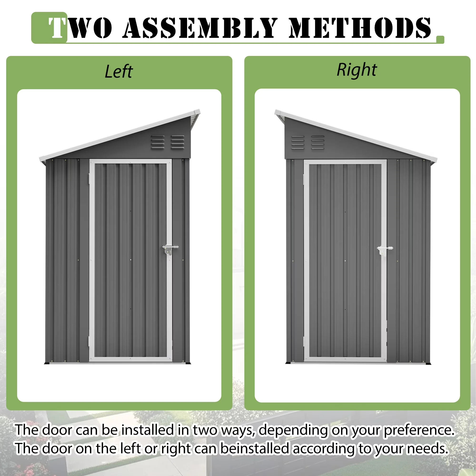 Shed Quality with Lockable Door, Compatible With Padlock - Galvanized Steet Gray Model B99138