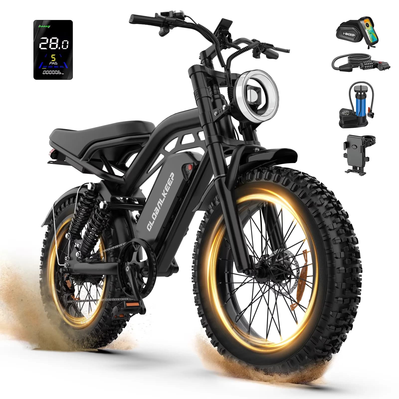 Modern Electric Bike with Battery, 1500W, Mountain - Black - Durable Build Model 7819DA