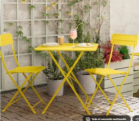 Patio Dining Set Classic with 3-Piece Folding Bistro Table and Chairs, No Assembly - Premium Materials Blue Model 03EDB5