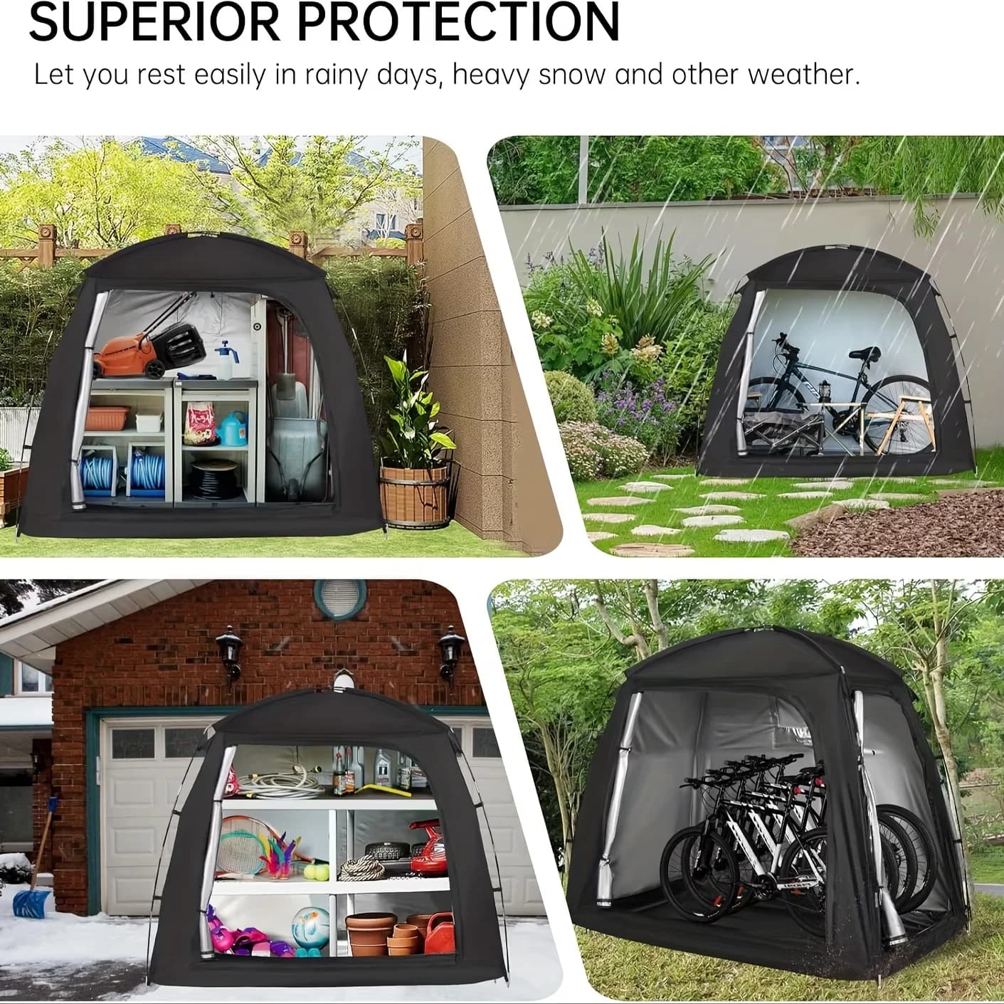 Classic Shed with Waterproof, Portable Bike, Medium-large Bike Storage Tent - Fiberglass Model BBE072