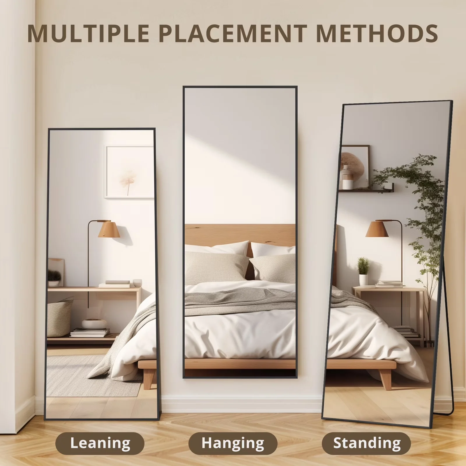 Innovative Bathroom Renovation with Hooks, Shatter Resistant Construction - Black 21" x 64" for Bedroom Model 66D56E