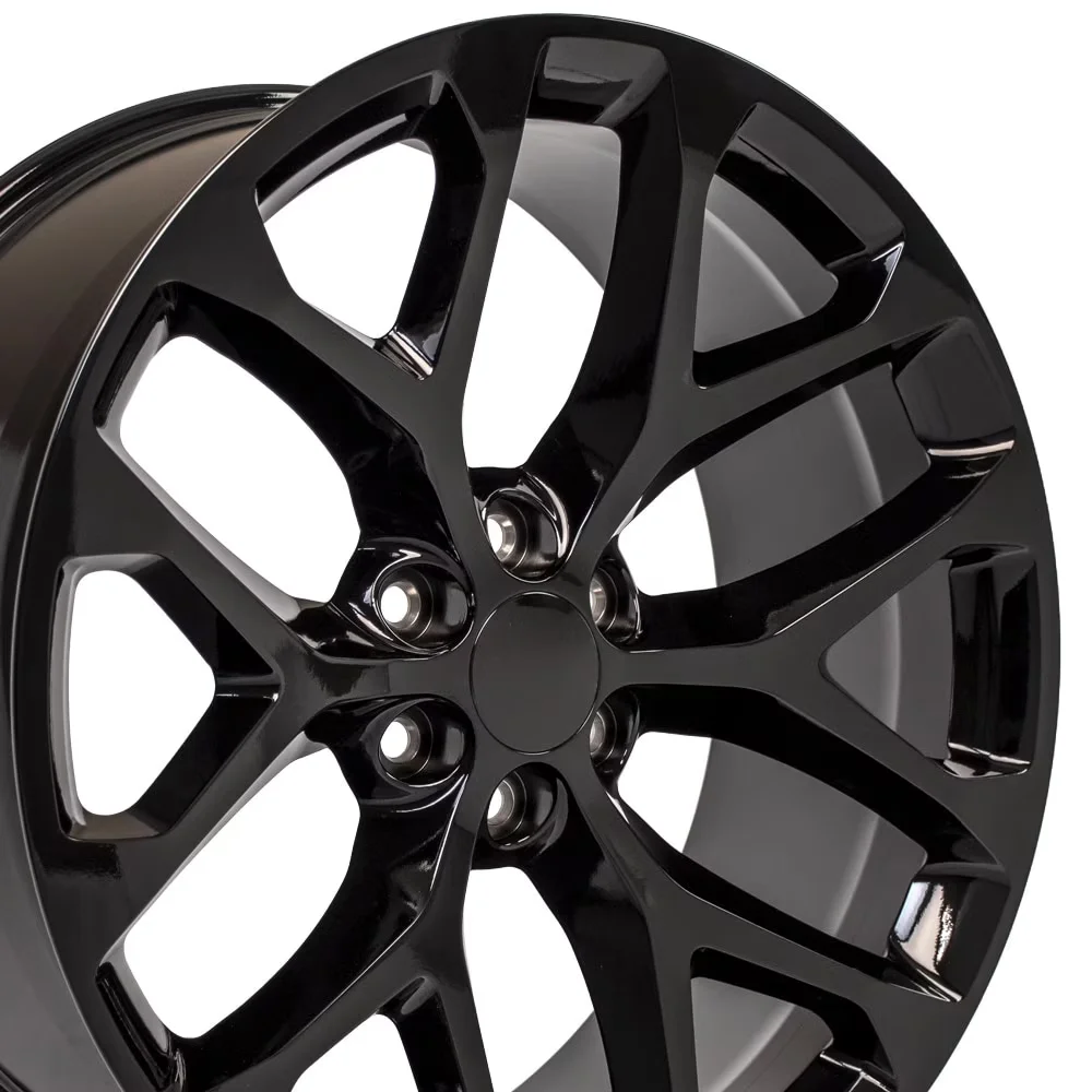 Professional Wheels And Rim with CV98 24x10 Snowflake, 6x139.7, Gloss Black 24 Inch Rims - Aluminum Black Model 710EAF