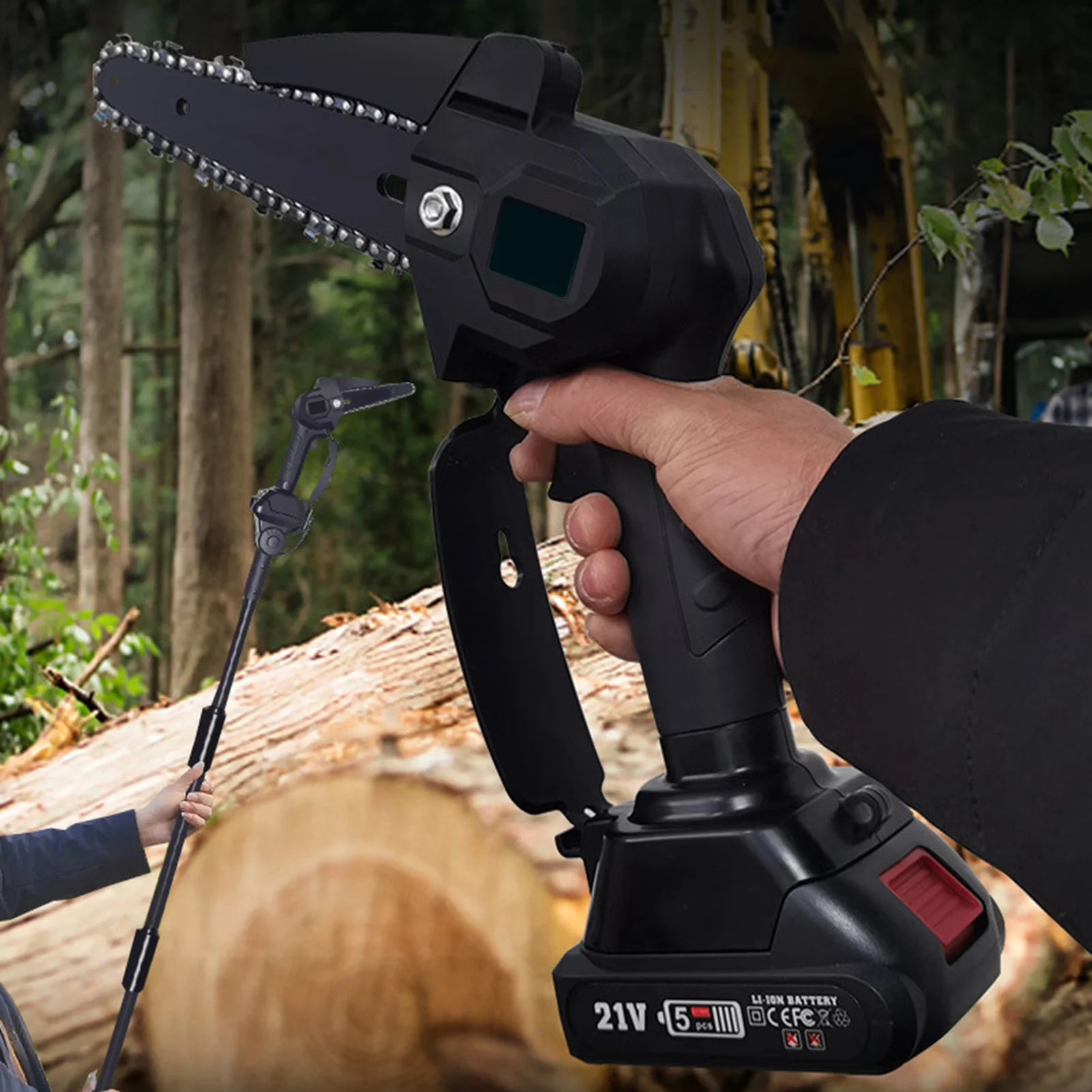 Sleek Pole Saw with Battery, Telescoping, 1 Set Cordless - Black - Space-Saving Design Model D3C83F