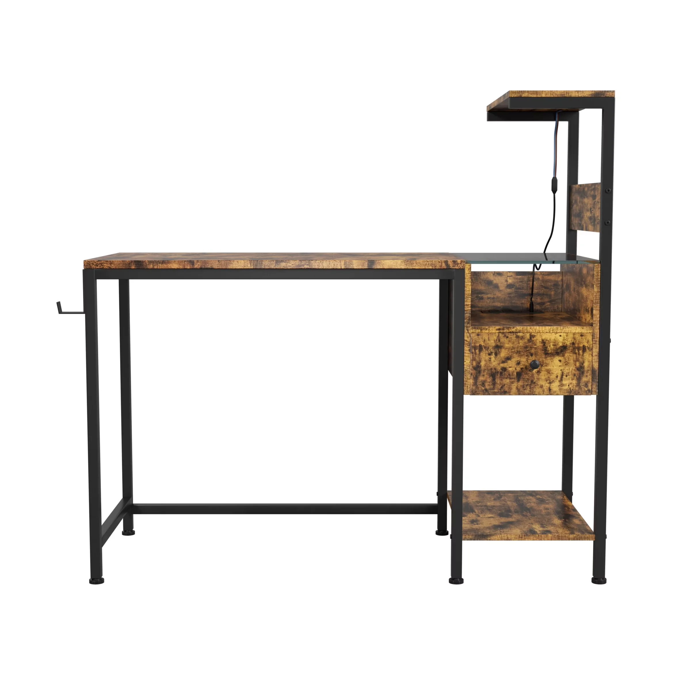 Sleek Toolstorage with Usb Port, Study Writing Table, USB Ports Charging Station - Mdf Brown for Home Office, Home Model C9EAD0