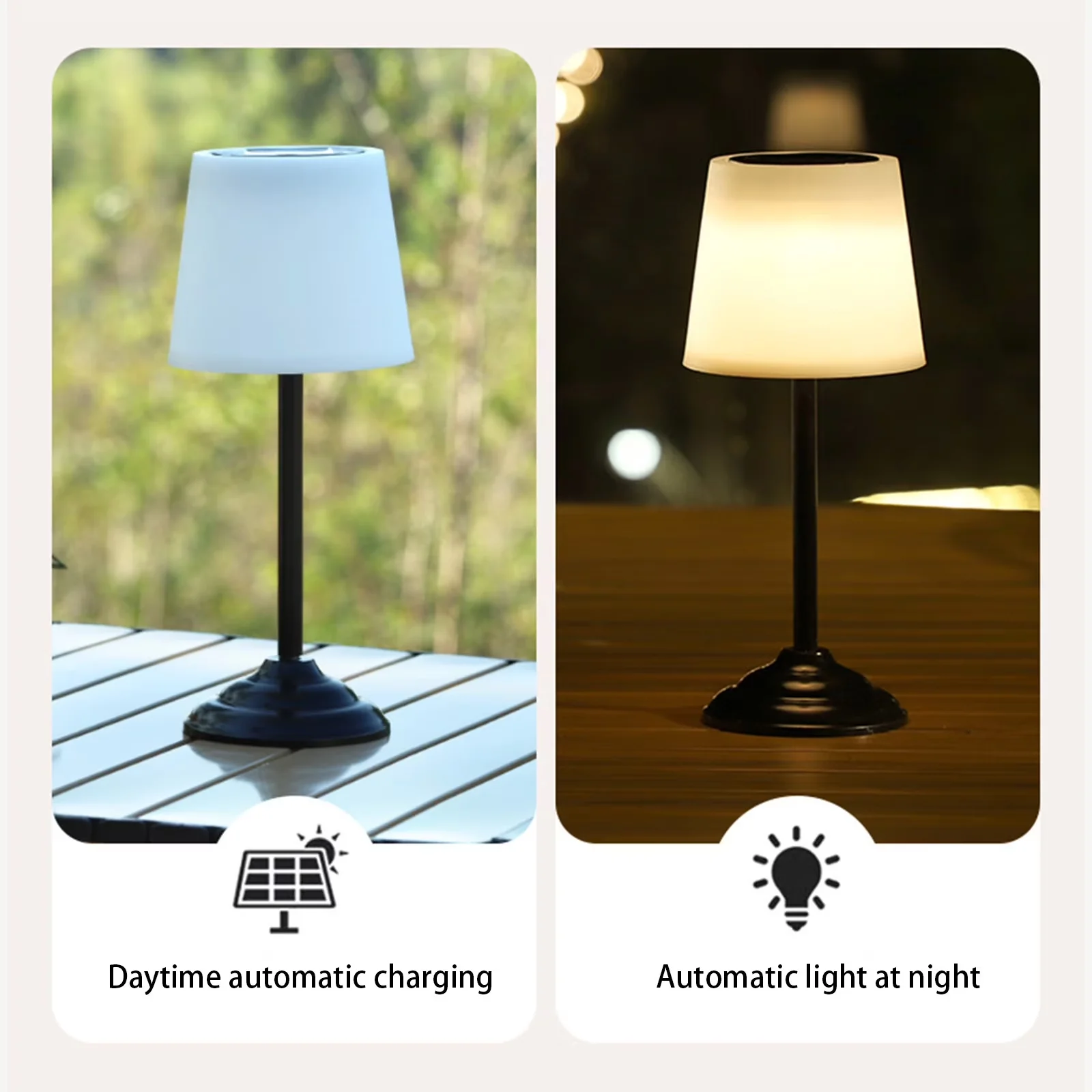Efficient Table Lamp with LED, Solar - Black Metal for Patio, Garden Small Model C4088E