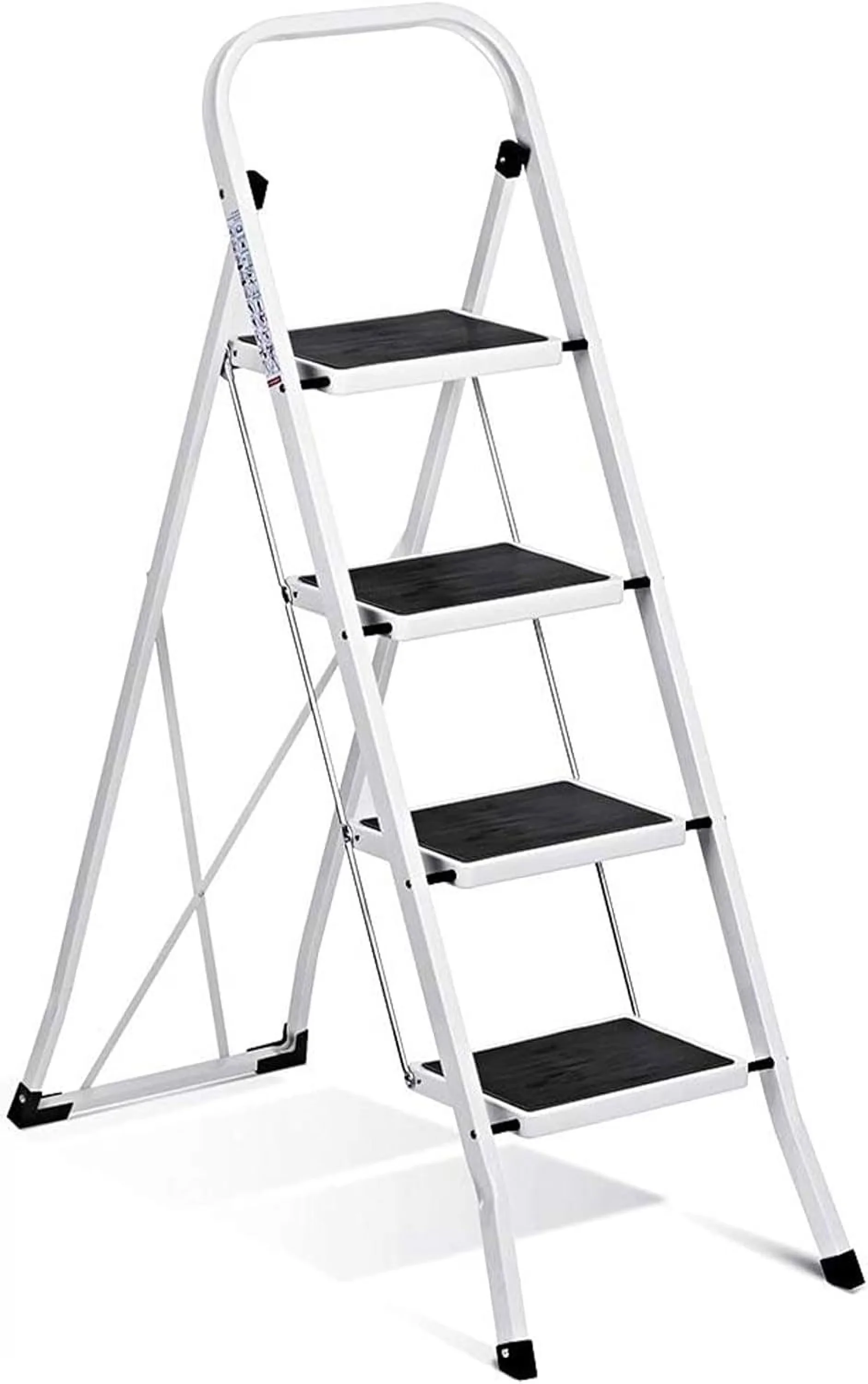 Building Material Professional with Extra Wide Anti-Slip Pedal, Handgrip, 4 Step Ladder - White Alloy Steel Model 13EB94