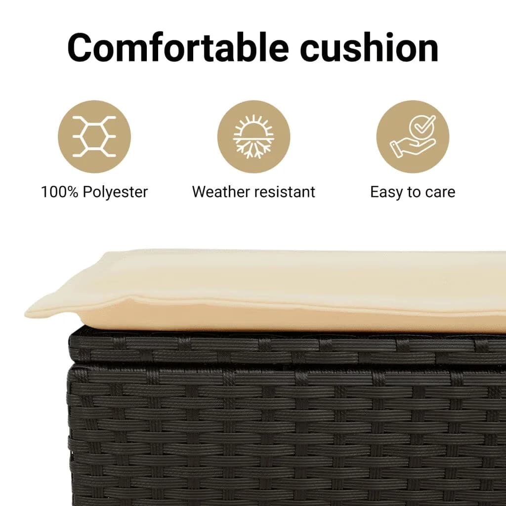 Sleek Outdoor Sofas Sectional with Waterproof, Weather-Resistant - Black Pe Rattan, Powder-Coated Steel Model 37EE2B