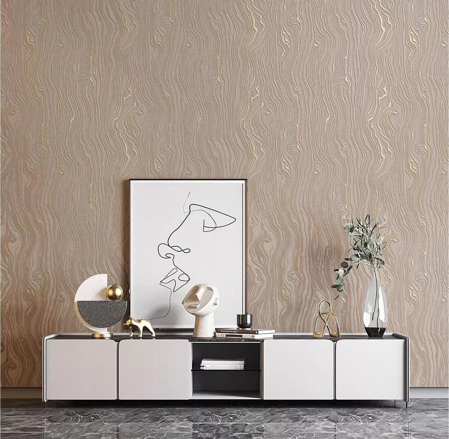 Innovative Wallpaper with Durable, Easy To Clean, Removable - Gold Vinyl Model 1A3F1B