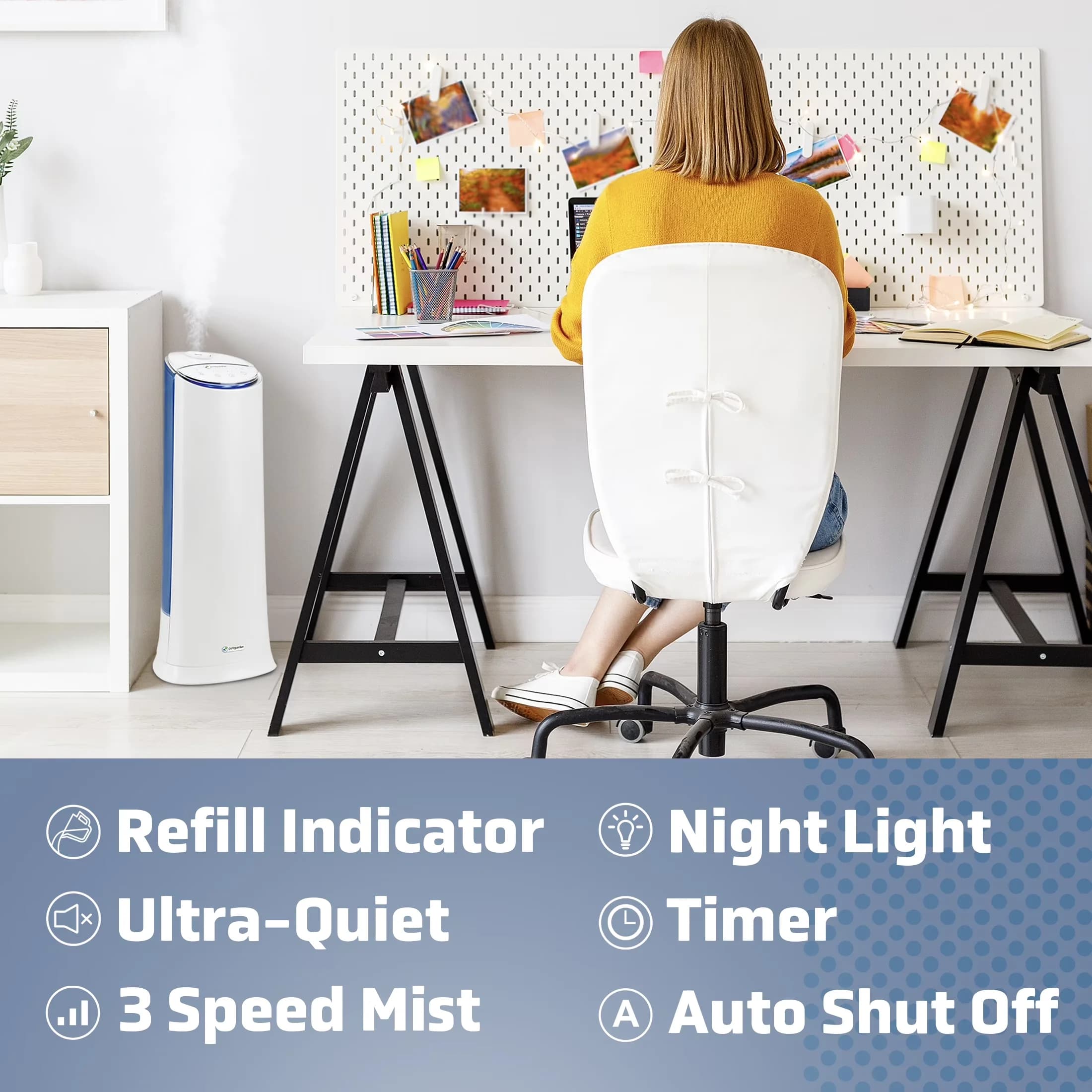 Essential Humidifier with Oil Diffuser, Automatic Shut-Off, Aroma Tray - White Model CD0787