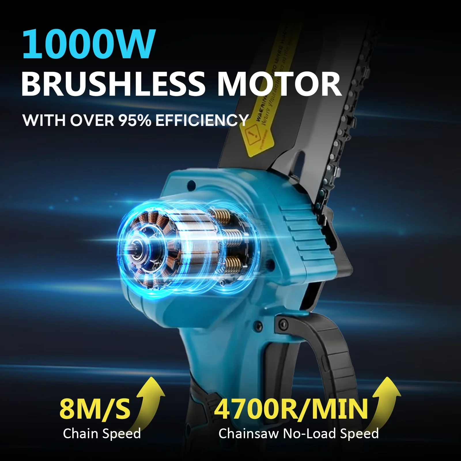 Innovative Pole Saw with Battery, Automatic Chain Oiler - Blue for Garden Model 9123EB