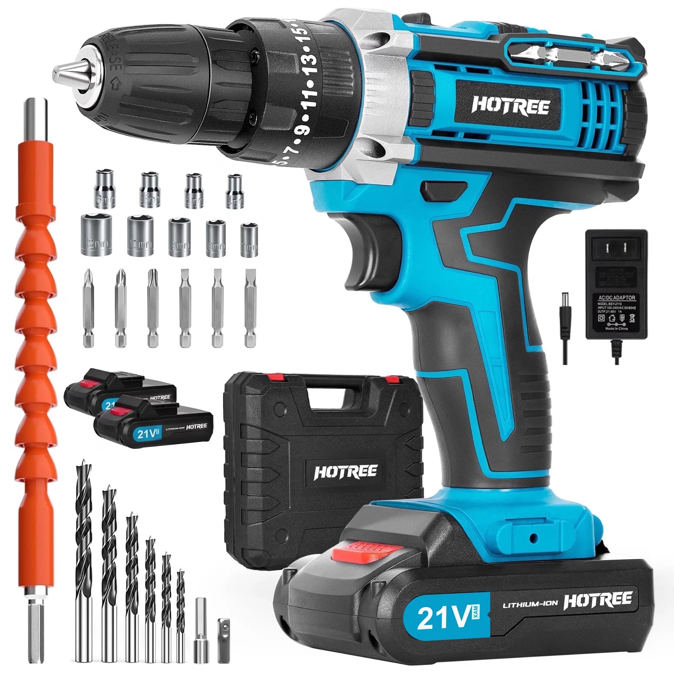 Drills Driver Innovative with Battery, 21V, 21V Cordless Drill Kit - Blue Model B47B9B