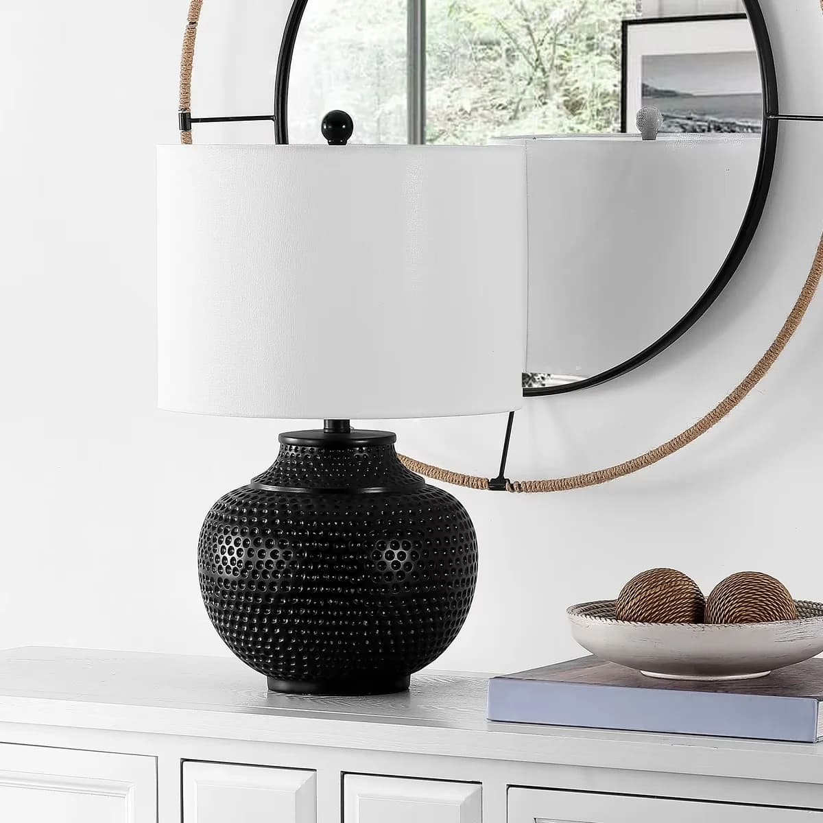 Table Lamp Classic with LED, Modern, Easy to clean and maintain - Resin Black Model E635B3