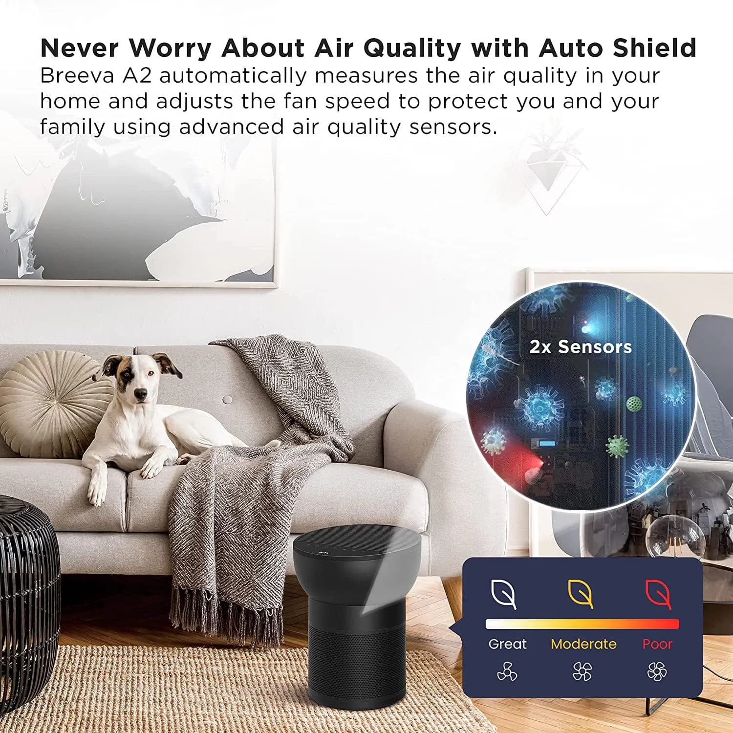 Versatile Air Purifier with Smart Technology Capable, Filter Change Indicator - Black Model 644154
